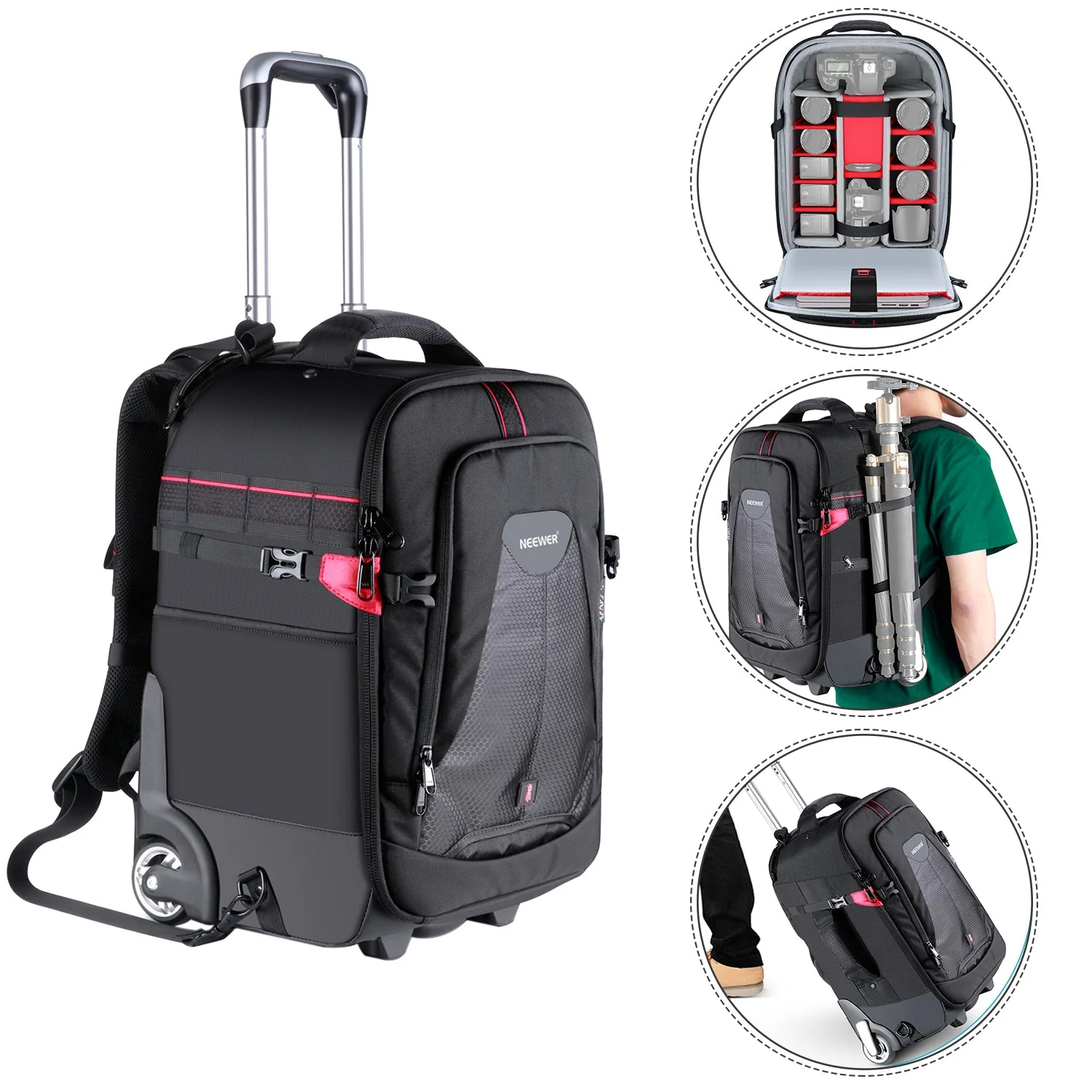 NEEWER 50 x 33 x 25cm 2-in-1 Trolley Kamera-Rucksack