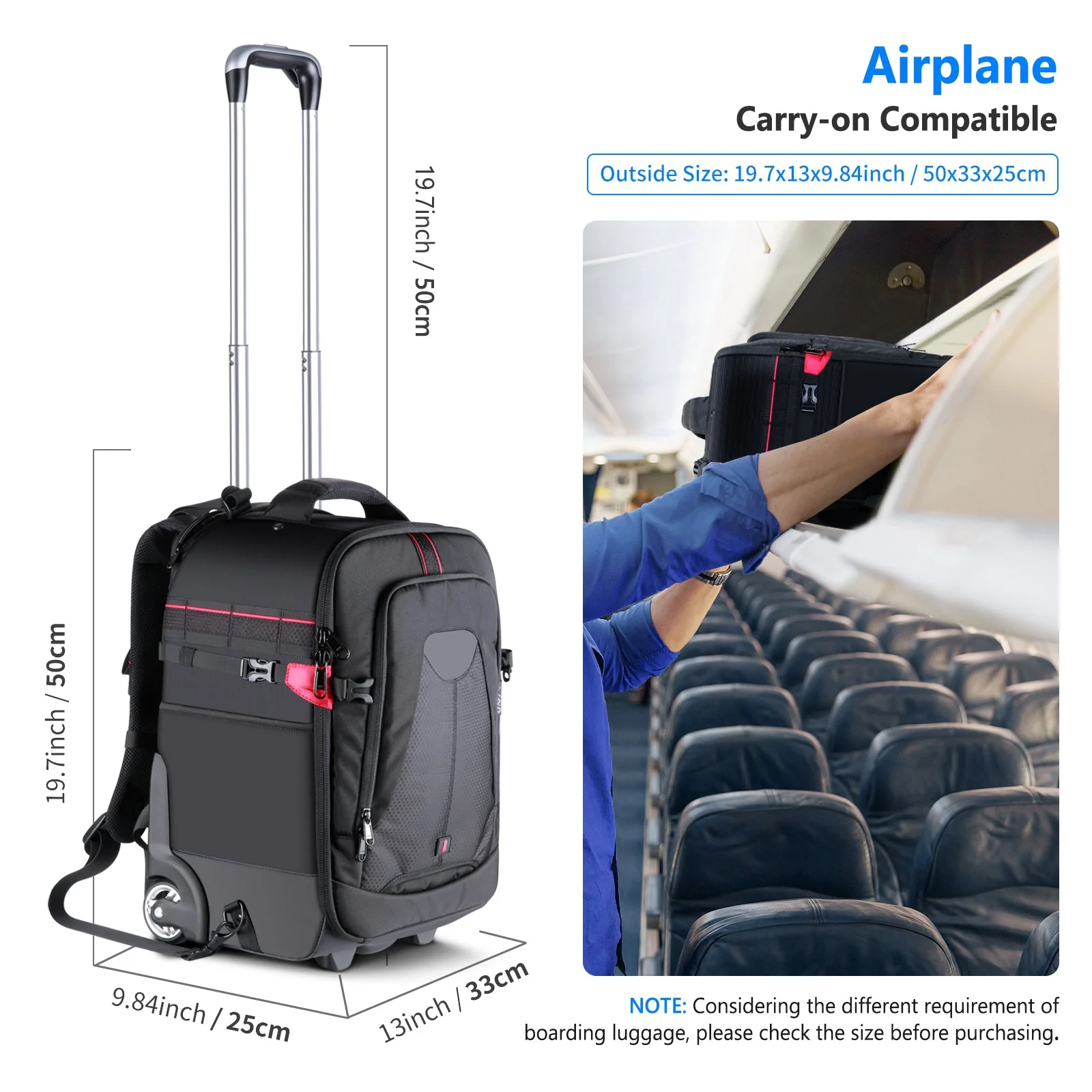 NEEWER 50 x 33 x 25cm 2-in-1 Trolley Kamera-Rucksack - Image 2
