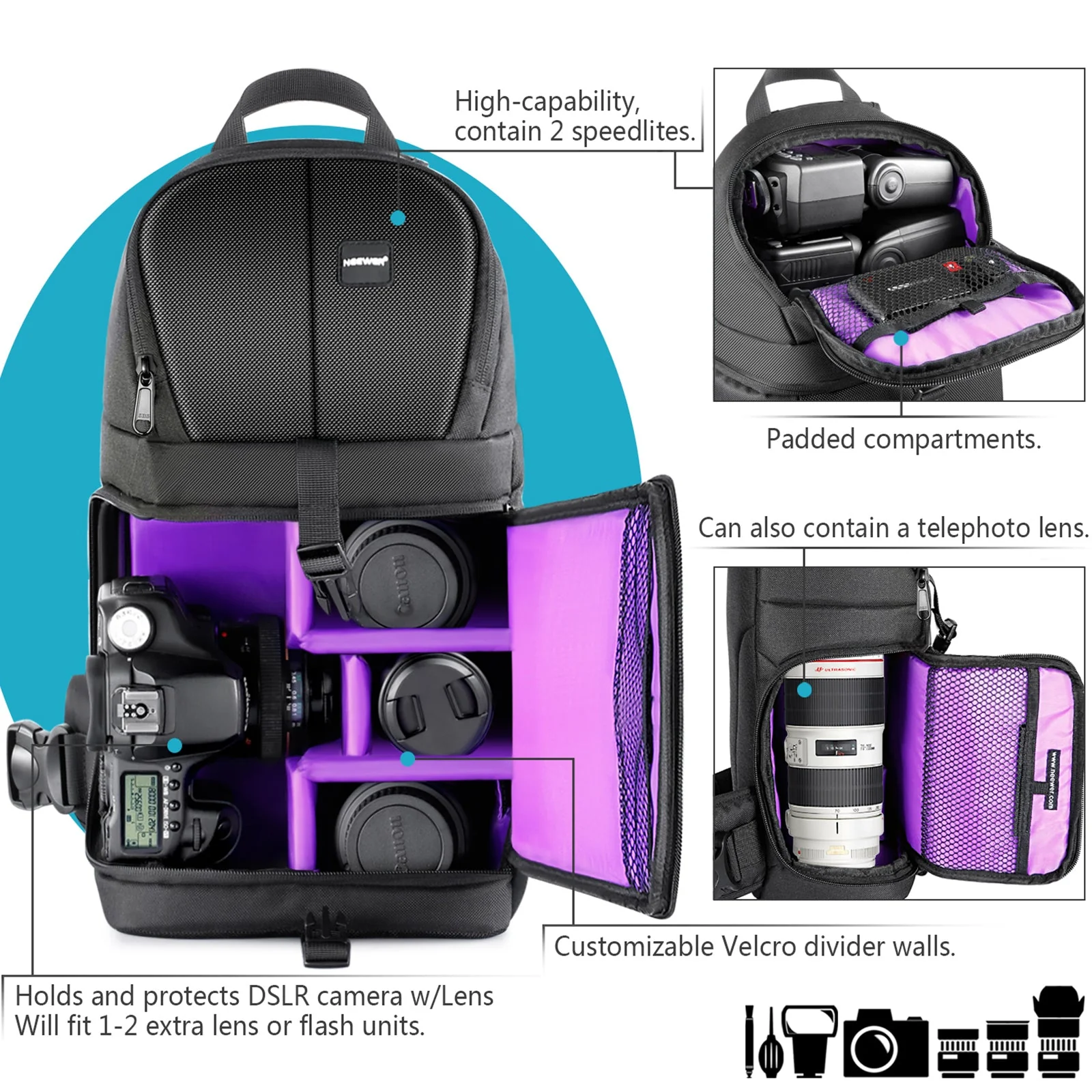 NEEWER NW-XJB02S 9"x5.5"x16" Professioneller Kamera-Rucksack - Image 5