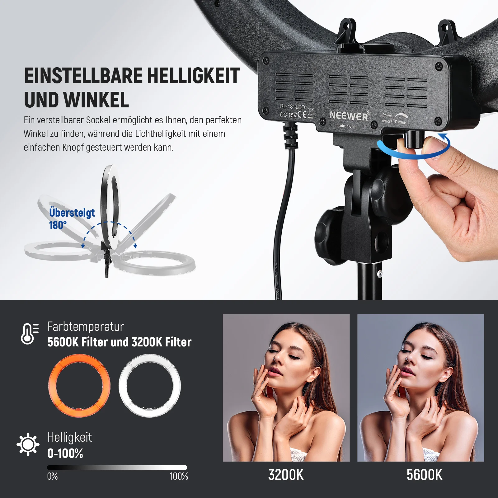 NEEWER RL-18 55W 18 Zoll Ringlicht Set - Image 3