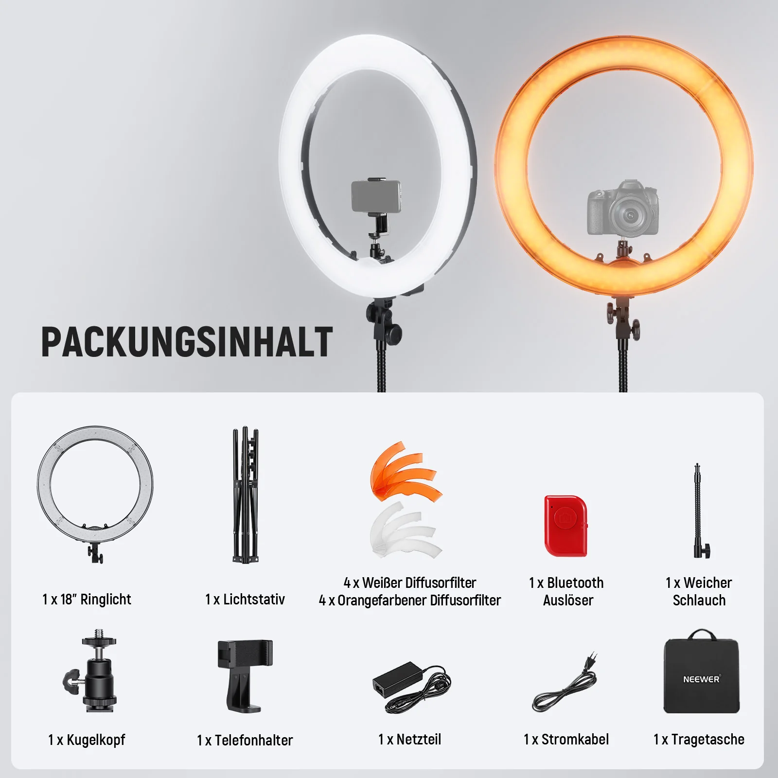NEEWER RL-18 55W 18 Zoll Ringlicht Set - Image 9