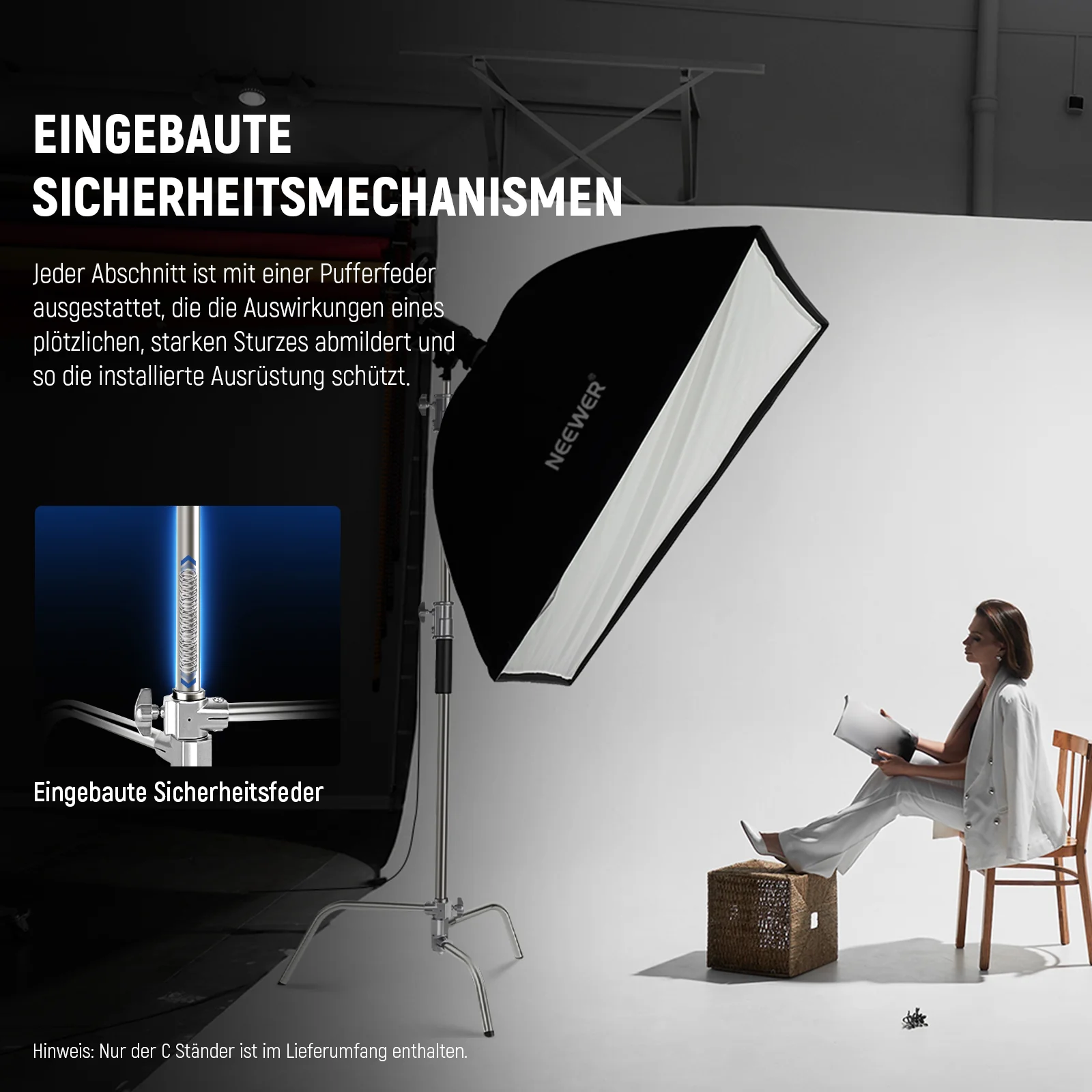 NEEWER SC320B 305cm Verstellbarer C-Stand Lichtstativ mit Tragetasche - Image 4