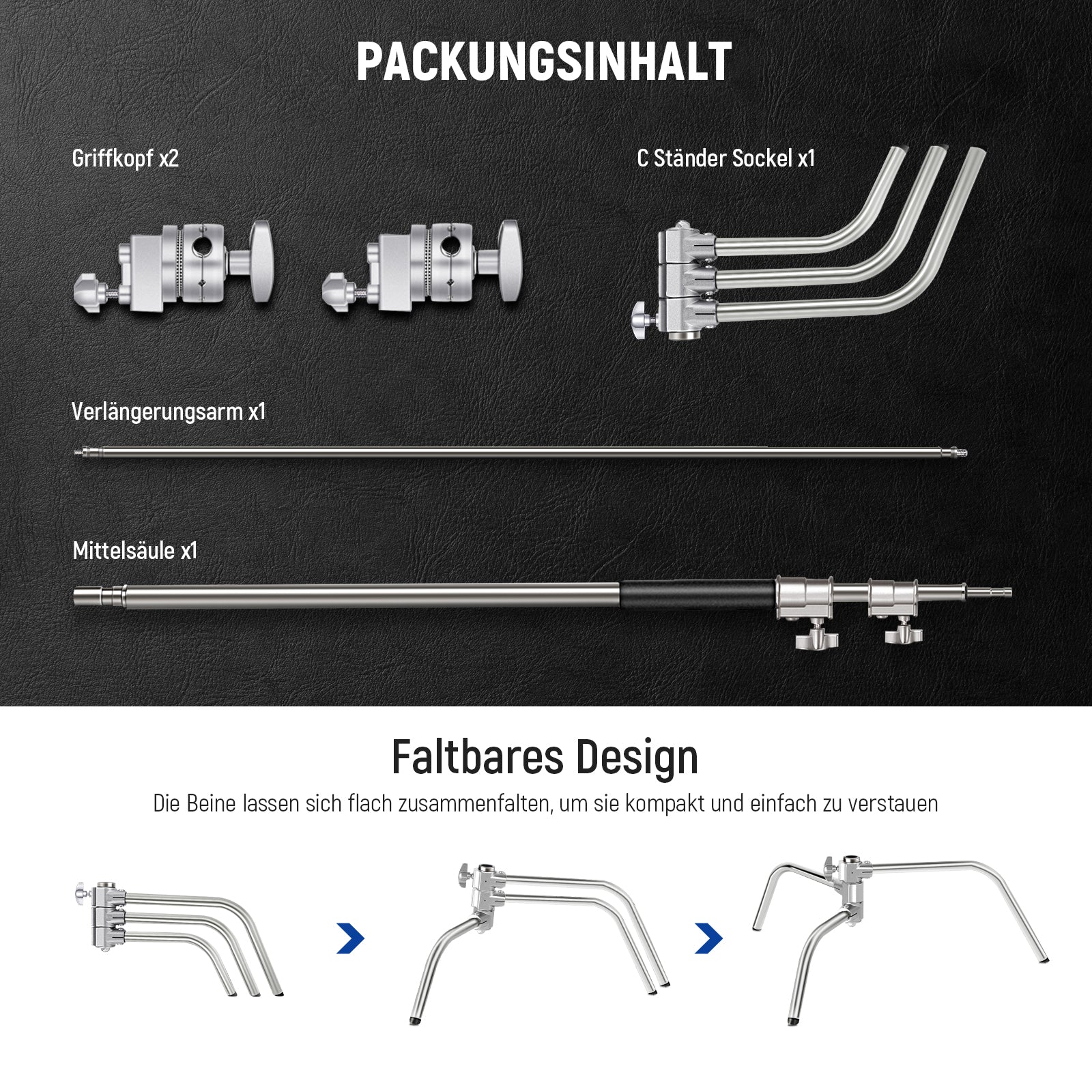 NEEWER SC320B 305cm Verstellbarer C-Stand Lichtstativ mit Tragetasche - Image 8