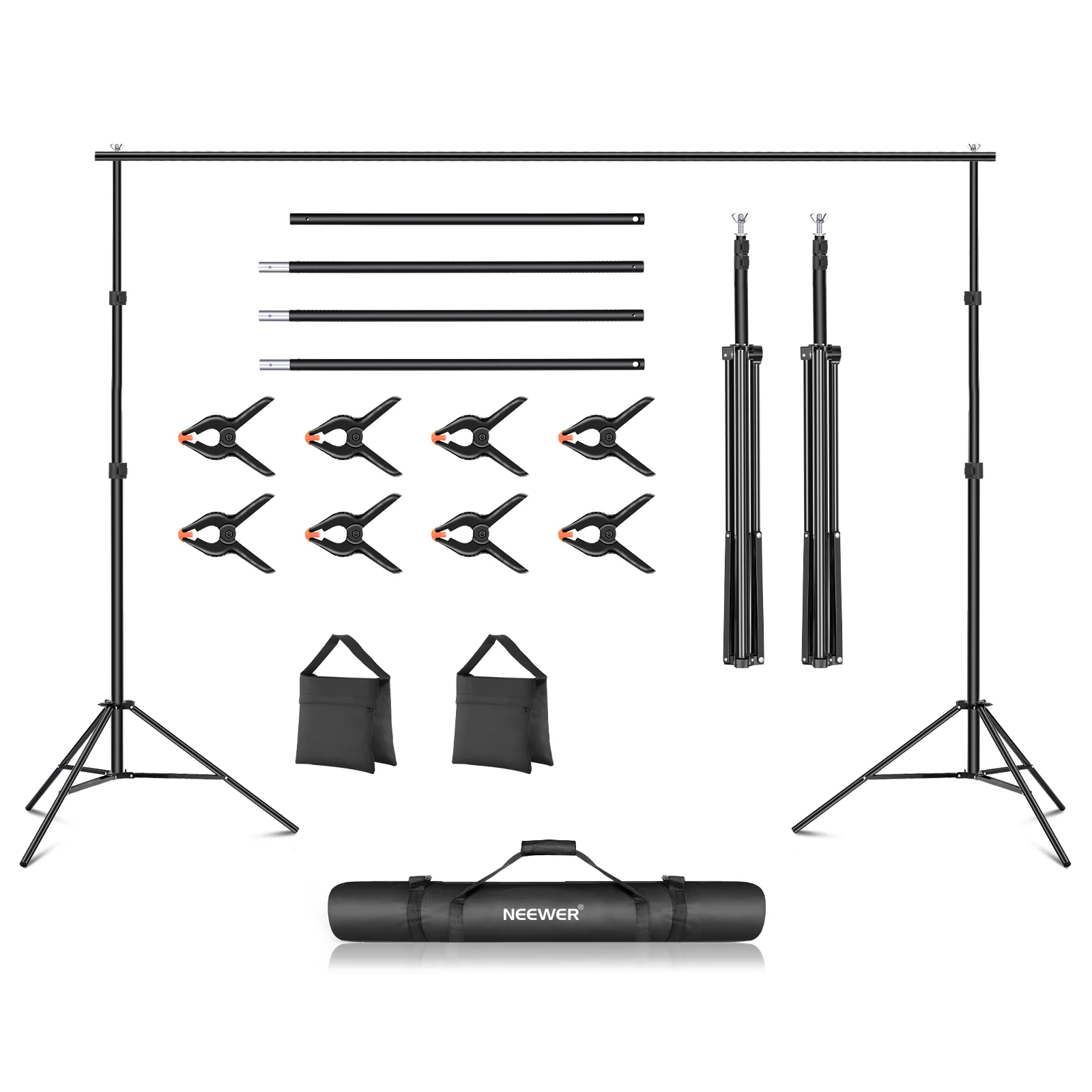 NEEWER 2.1x3m verstellbares Hintergrundstativ-Set für Fotostudios