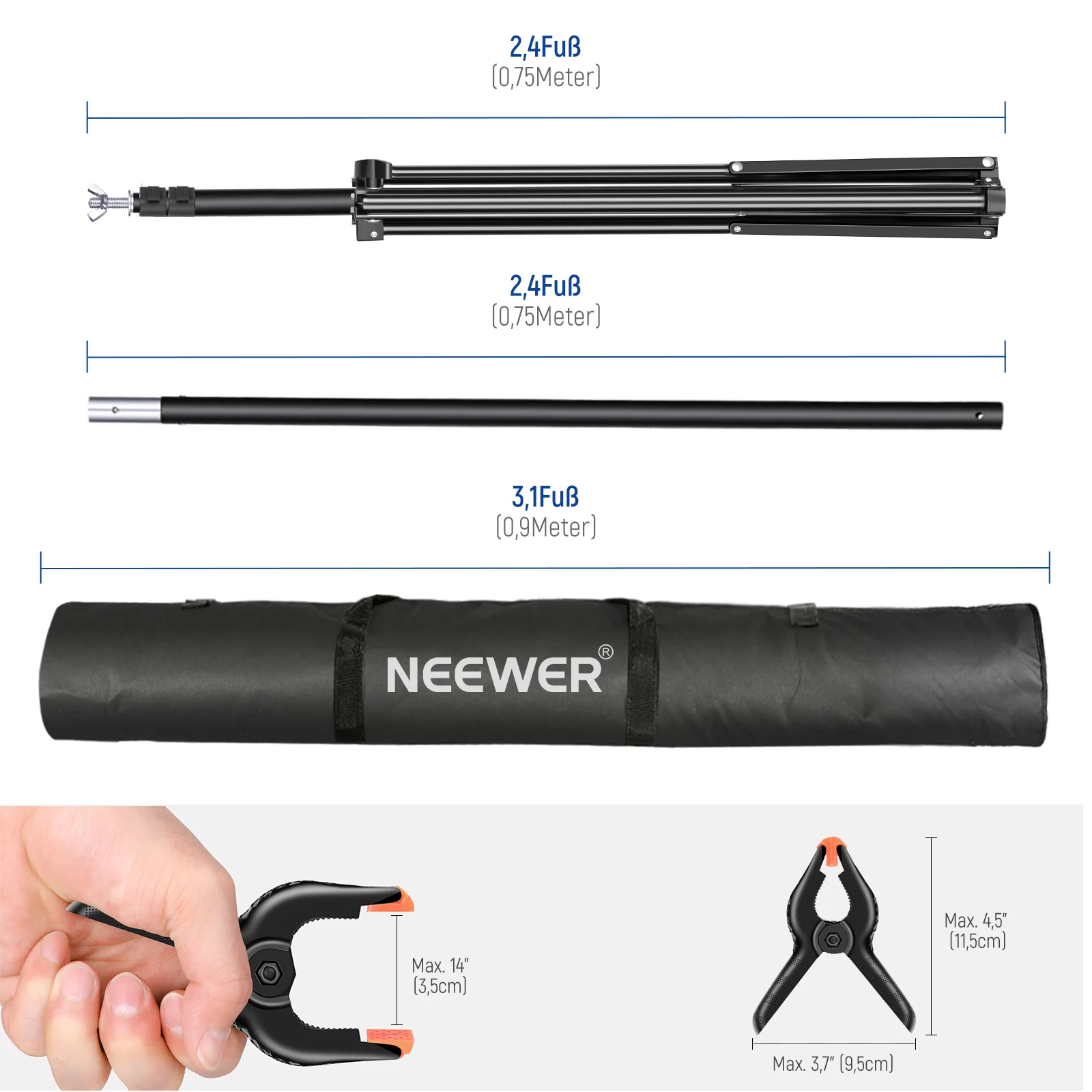 NEEWER 2.1x3m verstellbares Hintergrundstativ-Set für Fotostudios - Image 7