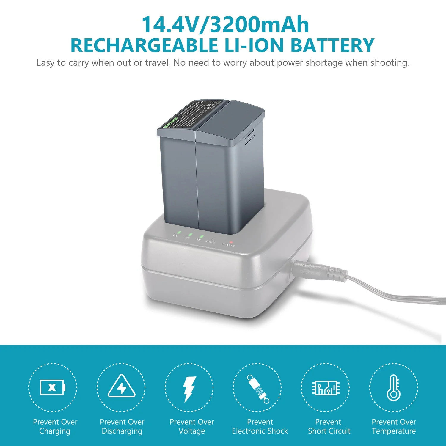 NEEWER 14,4V 3200mAh Li ion Akku für Q3 Blitzgerät - Image 5