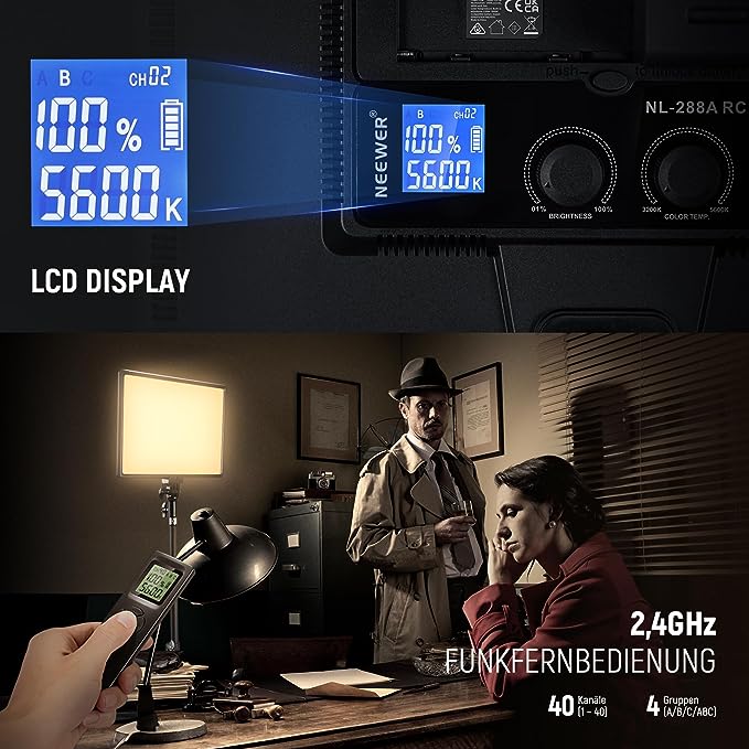 NEEWER 2er Pack NL-288ARC Bi-color LED-Panel Lichtset mit 2,4G Funkfernbedienung - Image 3