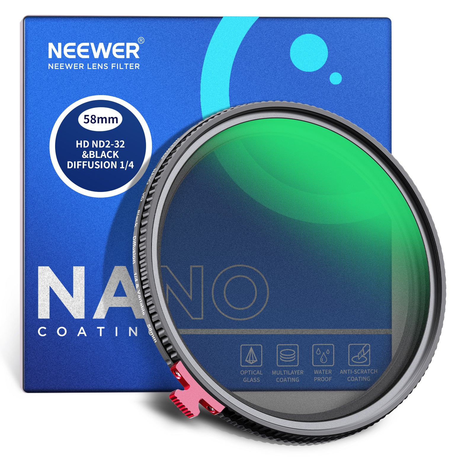 NEEWER 2-in-1 Schwarz-Diffusion 1/4 Effekt mit Variable ND2-ND32-ND Filter