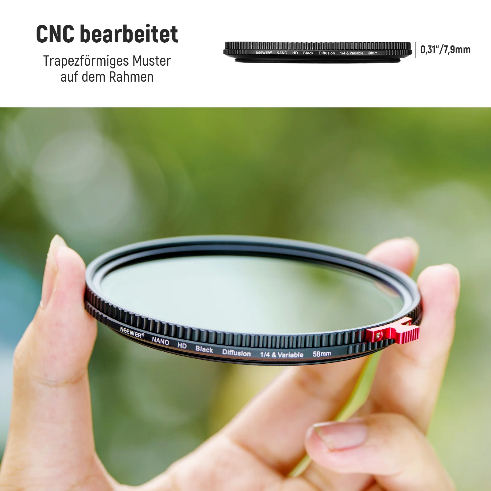 NEEWER 2-in-1 Schwarz-Diffusion 1/4 Effekt mit Variable ND2-ND32-ND Filter - Image 9