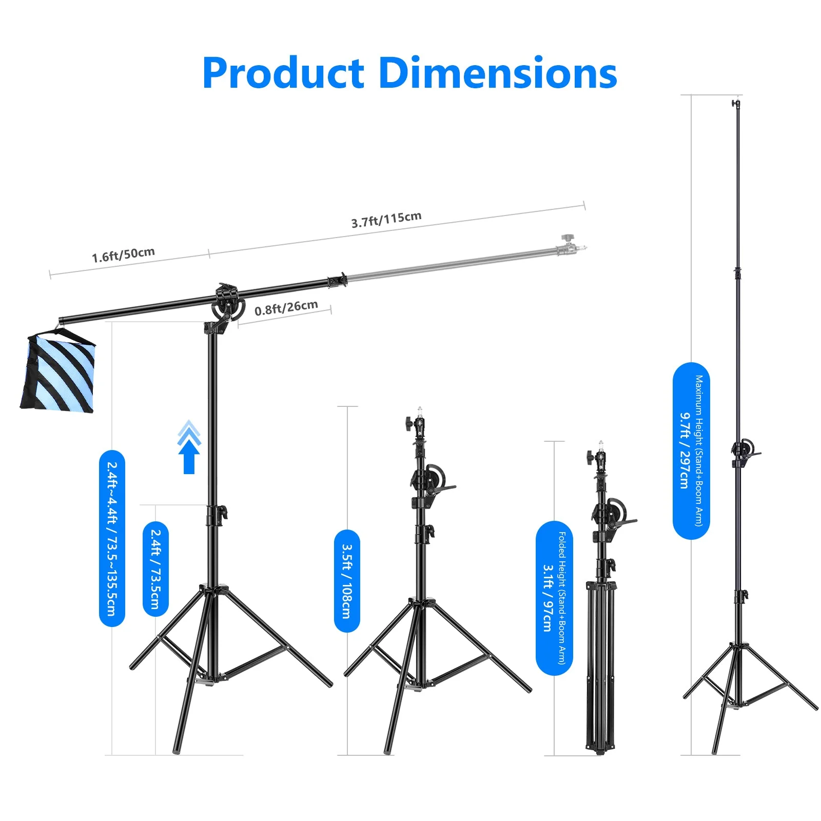 NEEWER ST-CB 297cm 2-in-1-Foto-Lichtstativ - Image 2