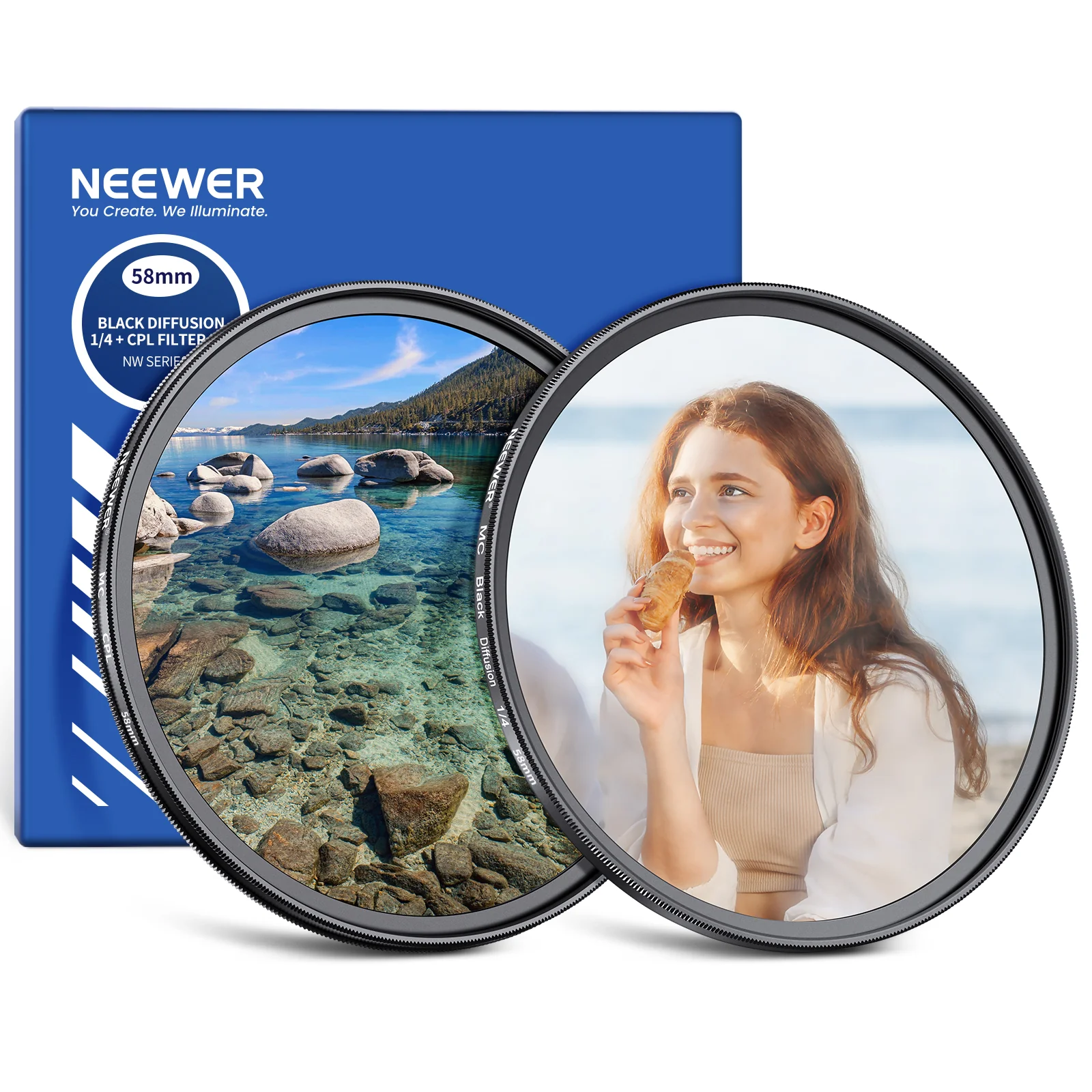 NEEWER 2er Pack CPL + Black Diffusion 1/4 Filter Set