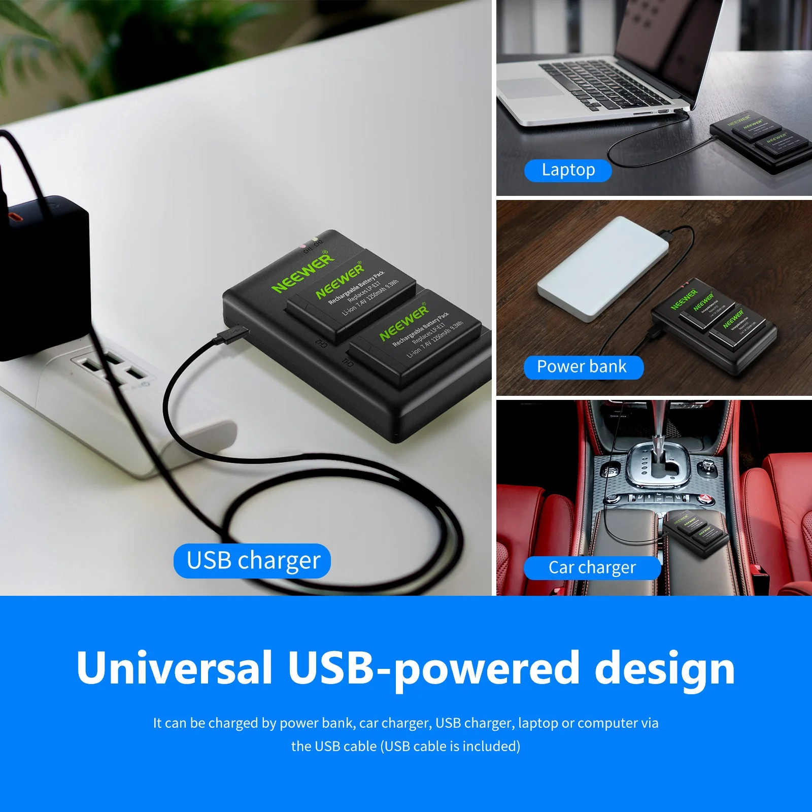 NEEWER 2er Pack LP-E17 Ersatzakku und Dual USB Ladegerät für Canon - Image 6
