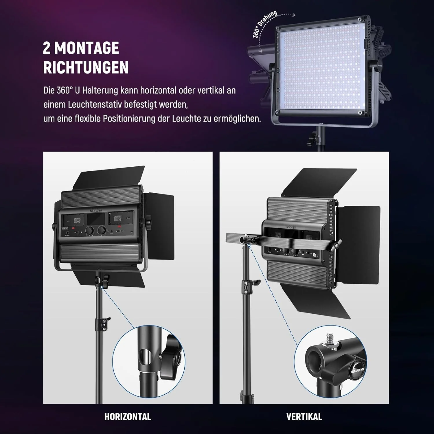 NEEWER 2er Pack RGB1200 LED Videoleuchte mit APP/2,4G Funksteuerung - Image 8