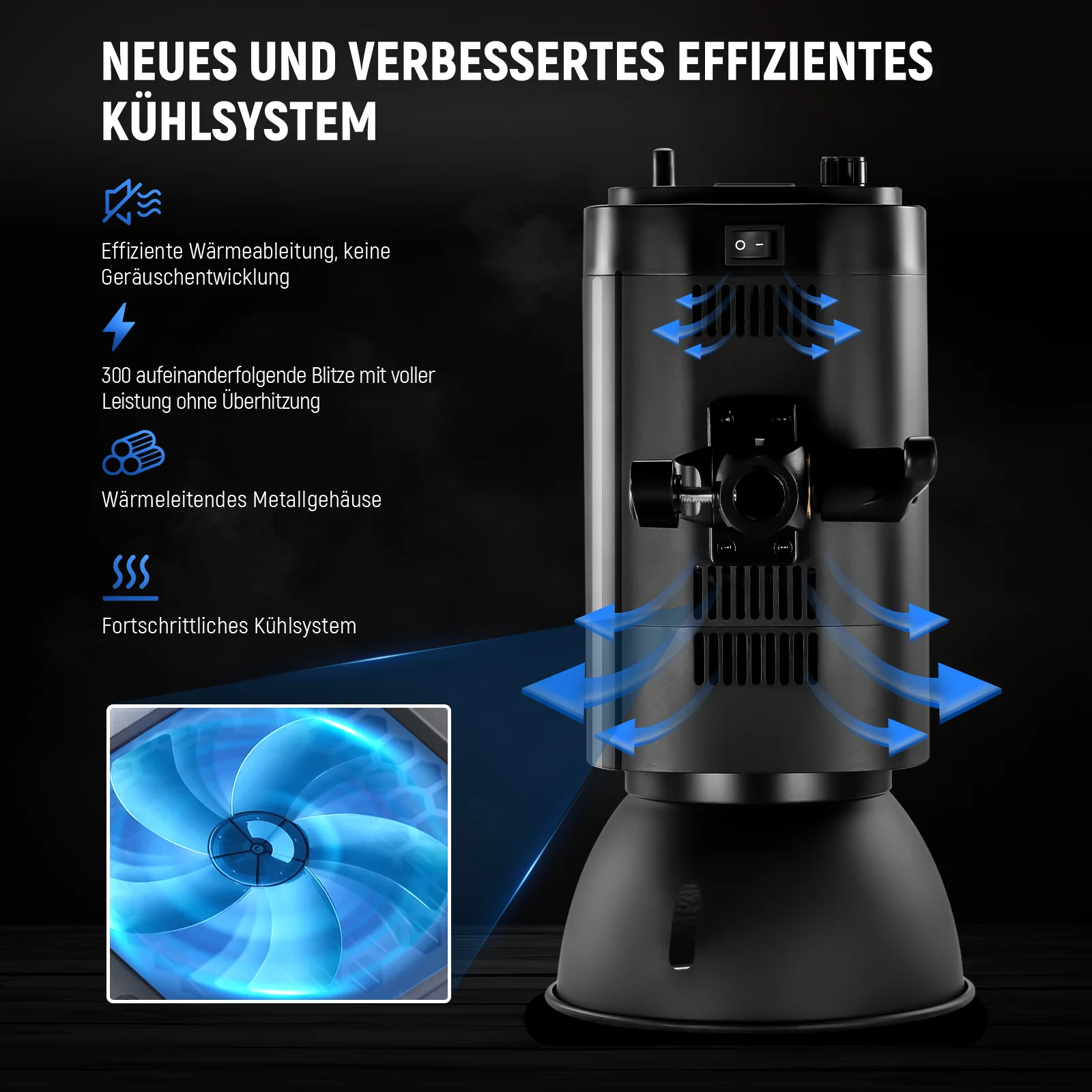 NEEWER 2er Pack S101-300W PRO 600Ws Studio Monolight Strobe Flash Set - Image 6