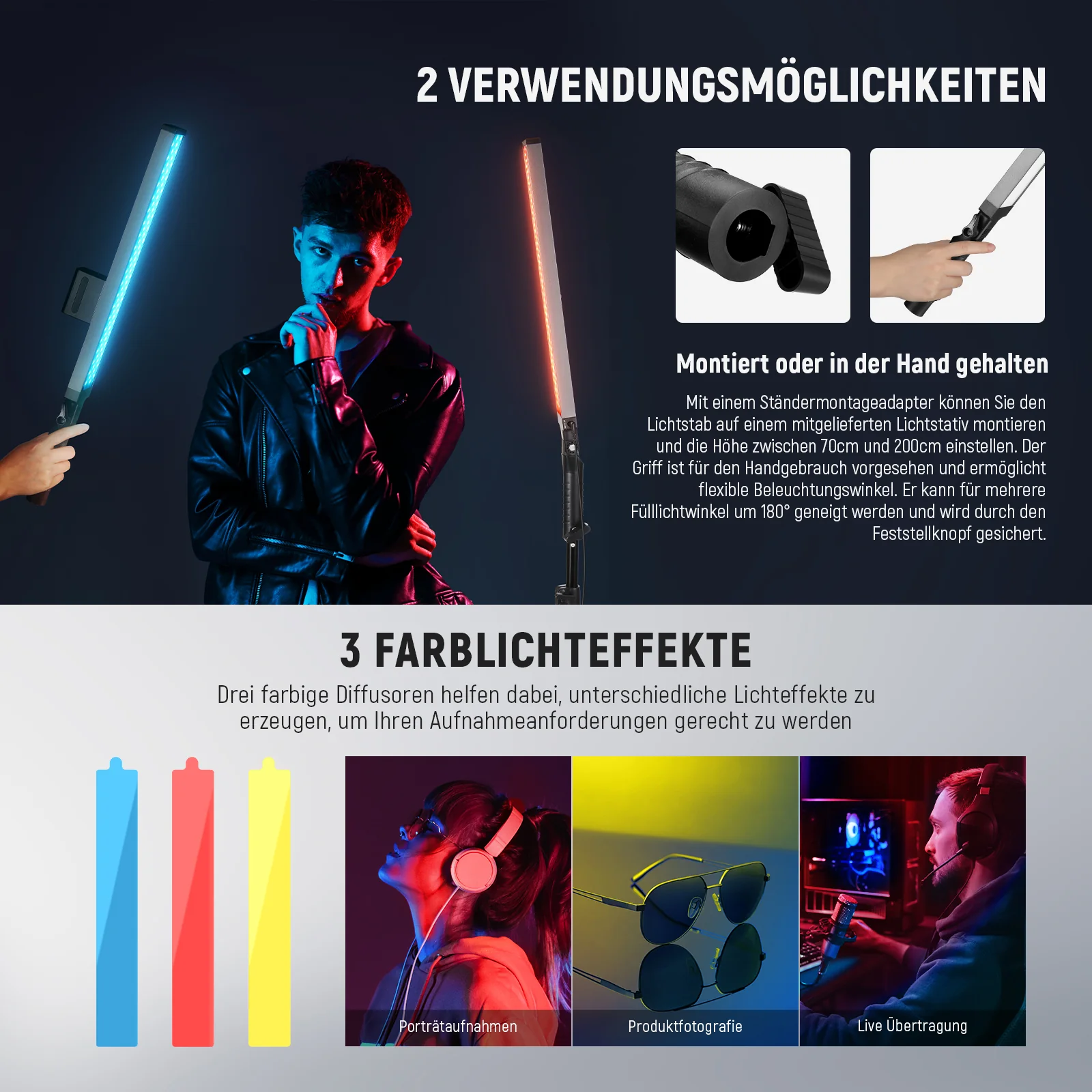 NEEWER BH20B Verbessertes LED Video Lichtstab Set - Image 5