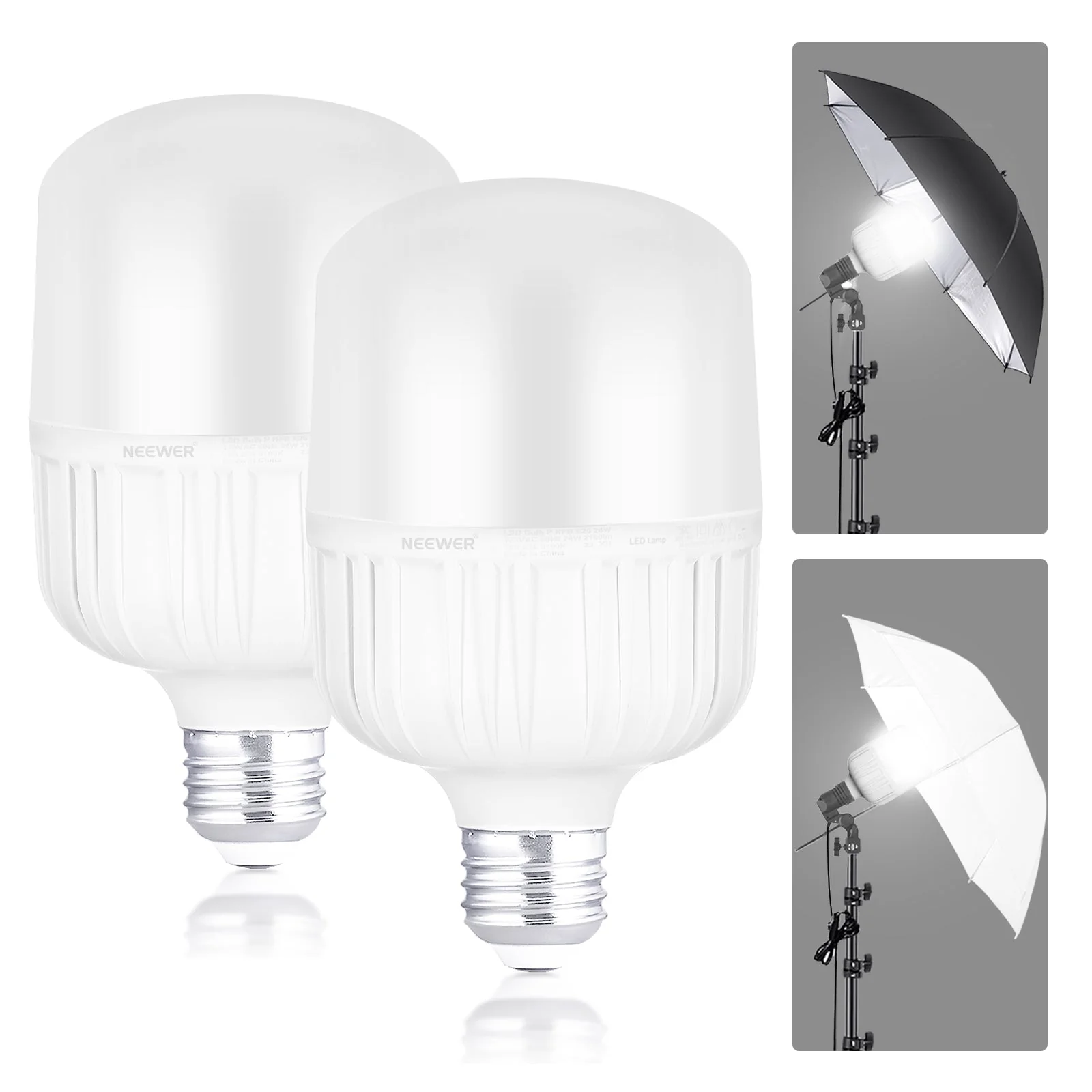 NEEWER 2er Pack T80 E27 24W LED Glühbirnen