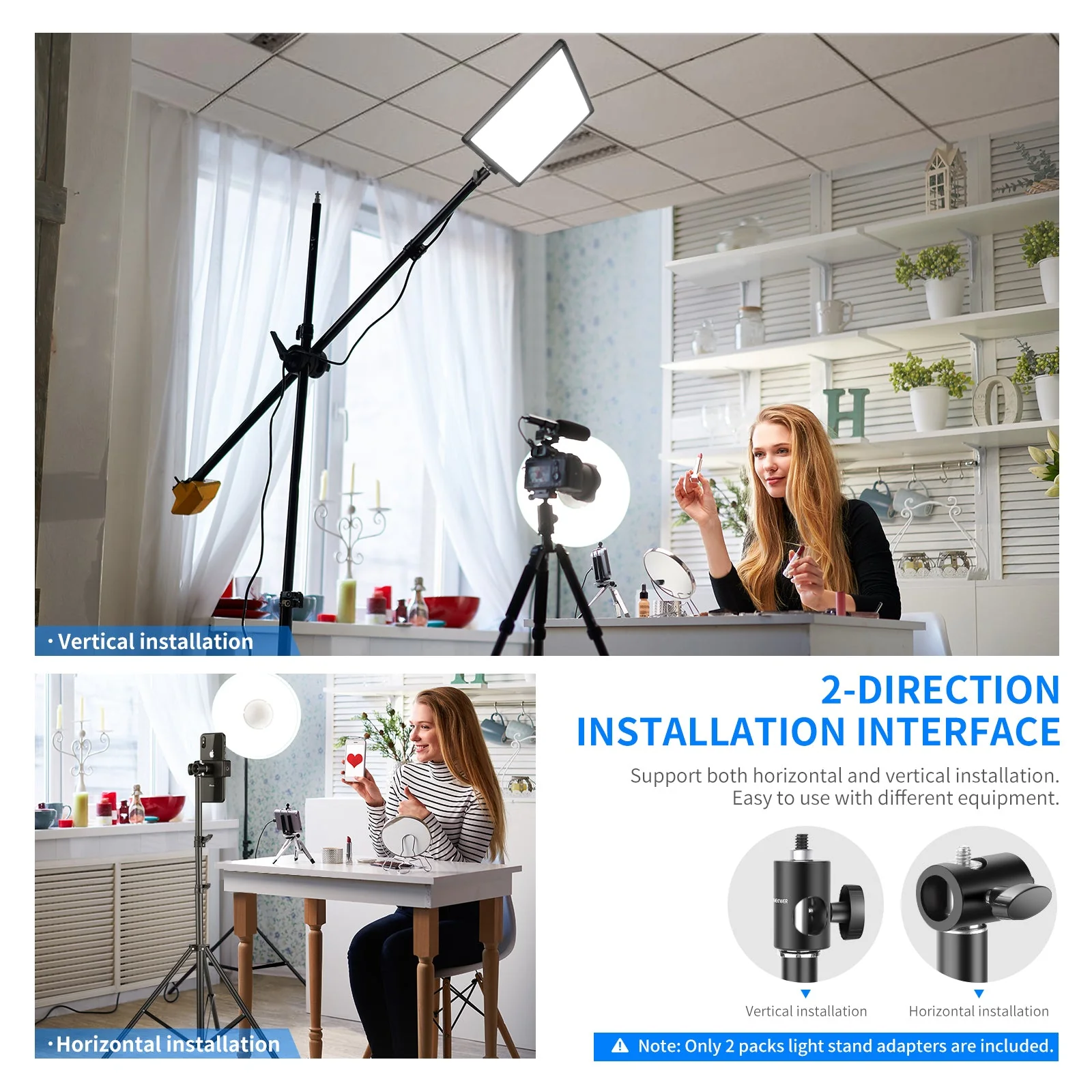 NEEWER 2er Pack ST12 Lichtständer zu 1/4" Schraube Konverter Adapter - Image 5