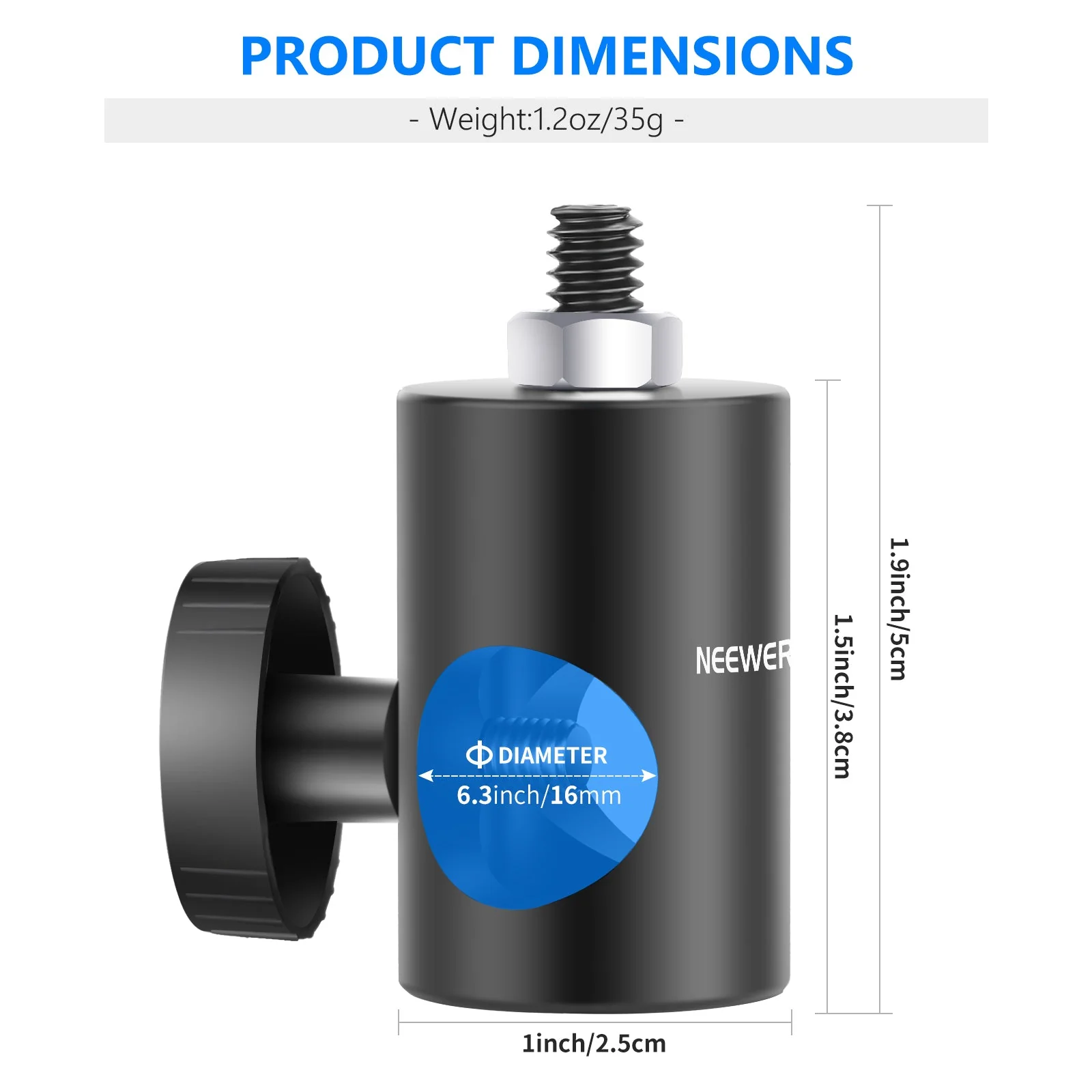 NEEWER 2er Pack ST12 Lichtständer zu 1/4" Schraube Konverter Adapter - Image 8