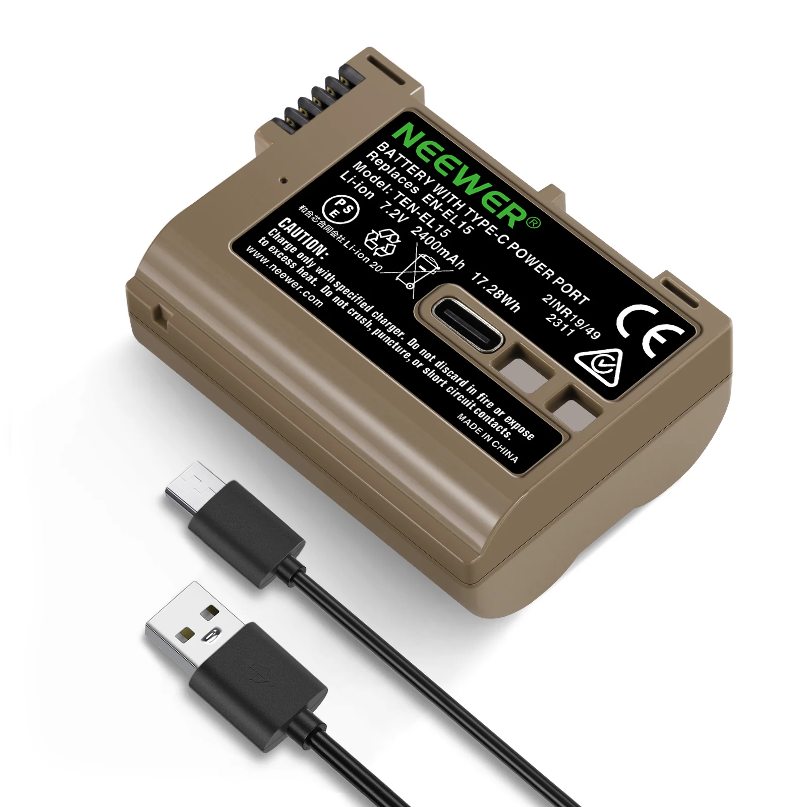 NEEWER EN-EL15c Ersatz Kamera Akku 2400mAh für Nikon Zf Z8 Z7 II Z6 II Z5