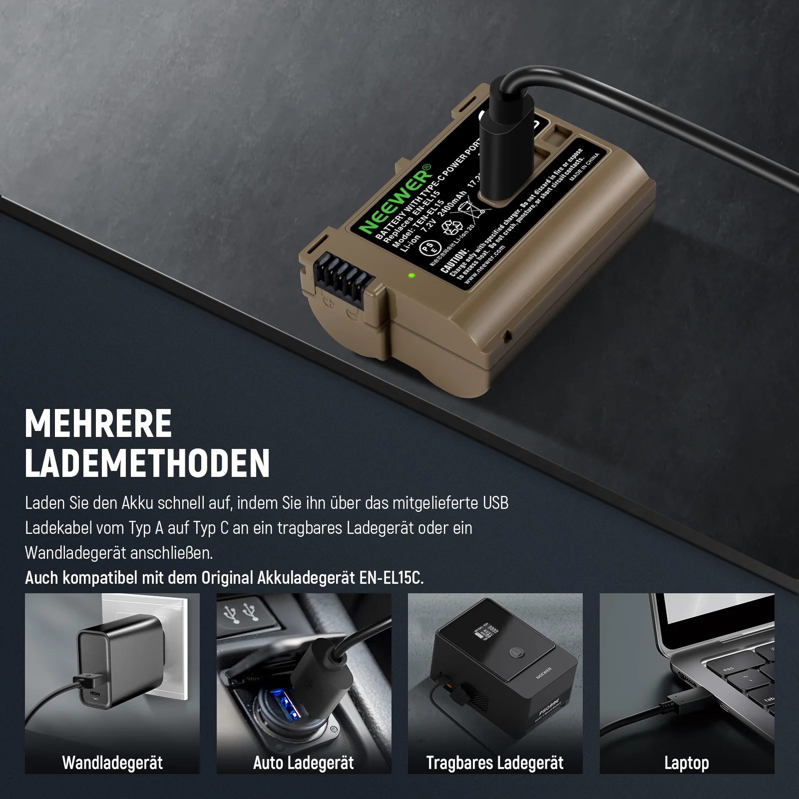 NEEWER EN-EL15c Ersatz Kamera Akku 2400mAh für Nikon Zf Z8 Z7 II Z6 II Z5 - Image 4
