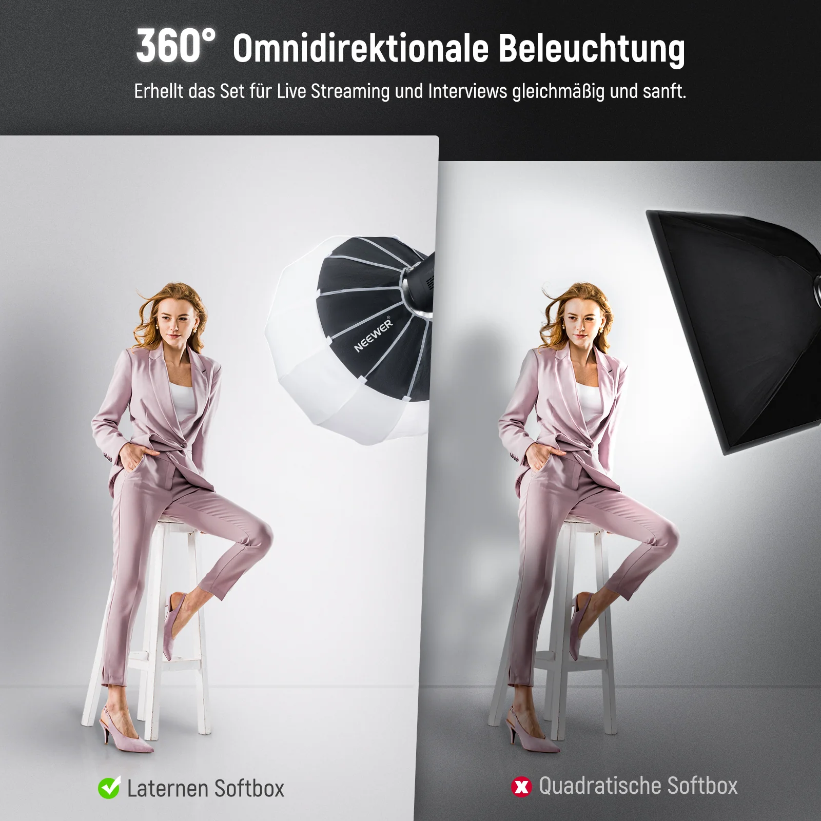 NEEWER NS50L/NS65L/NS90L Laternen Softbox mit 1-Schritt Schnellverschluss - Image 3