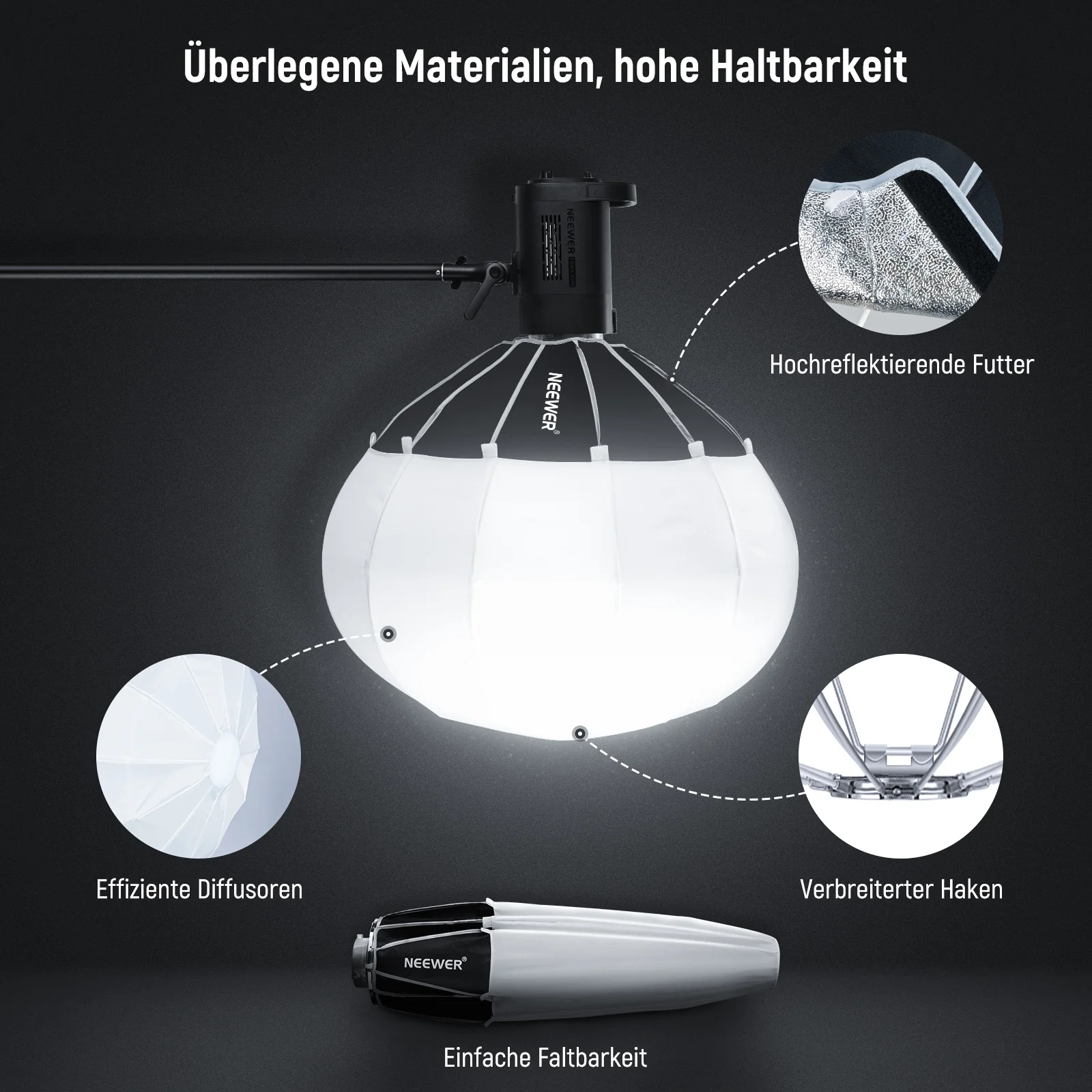 NEEWER NS50L/NS65L/NS90L Laternen Softbox mit 1-Schritt Schnellverschluss - Image 7