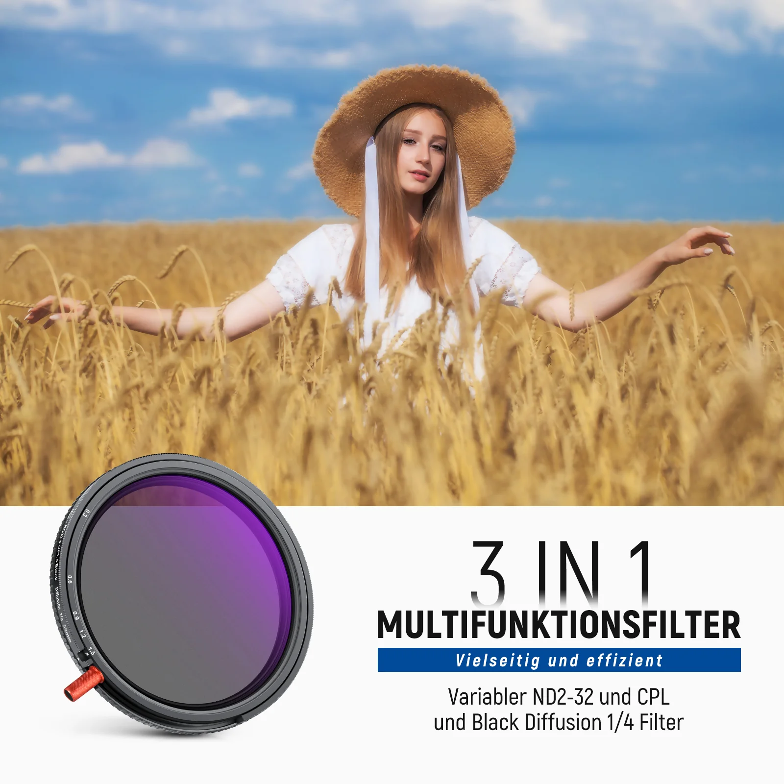 NEEWER 3 In 1 CPL + Black Diffusion 1/4 + Variabler ND2-32 Filter - Image 2