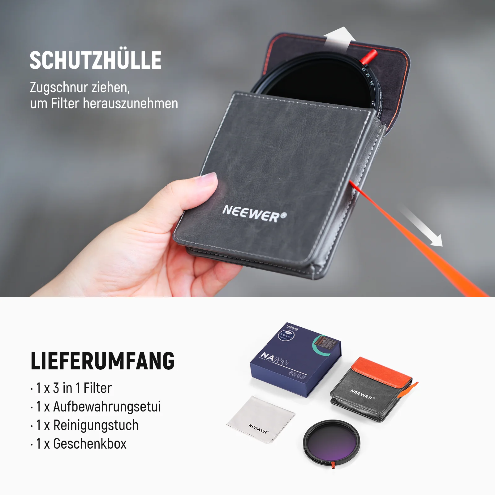 NEEWER 3 In 1 CPL + Black Diffusion 1/4 + Variabler ND2-32 Filter - Image 9