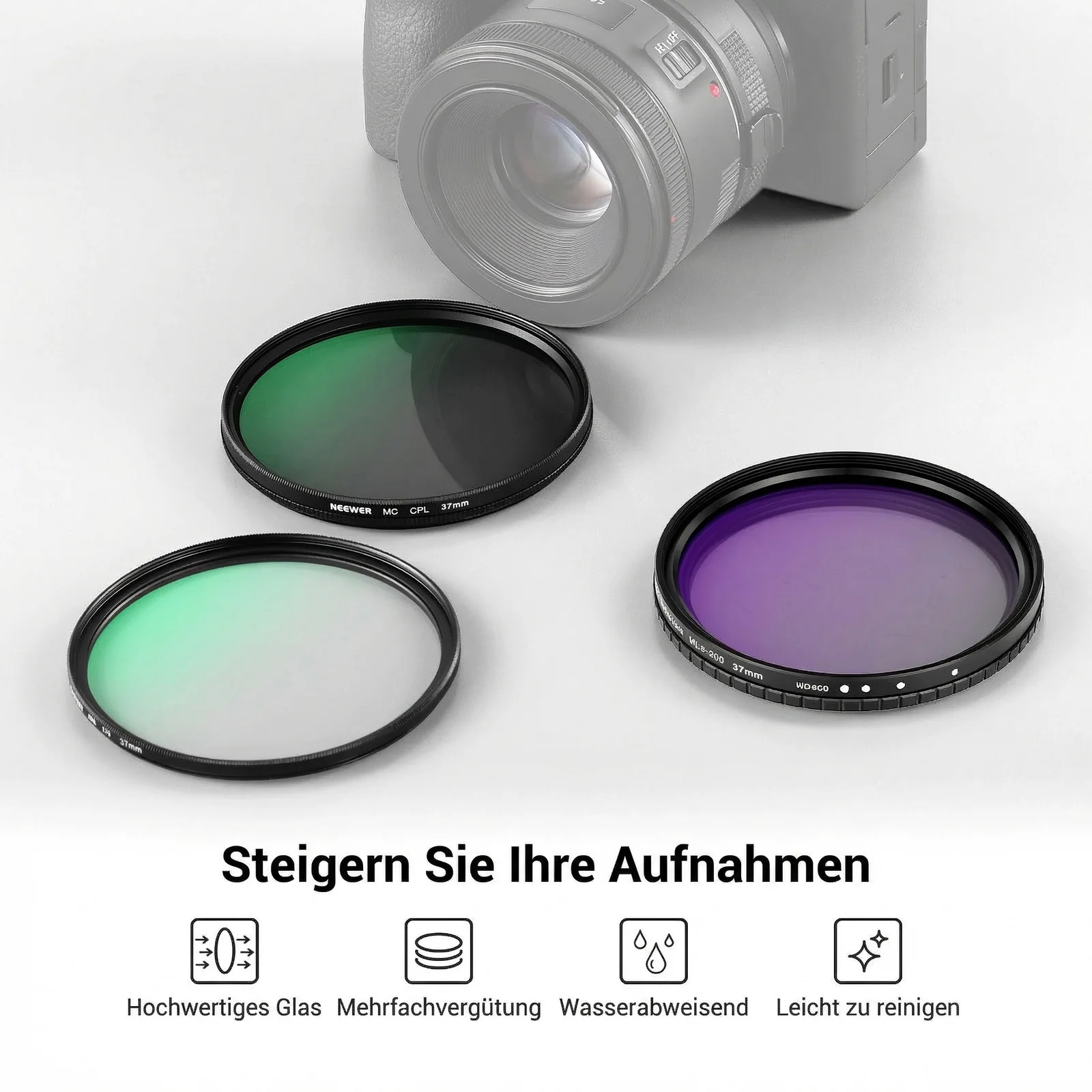 NEEWER 3er-Pack Variables ND + CPL + UV Filterset - Image 2