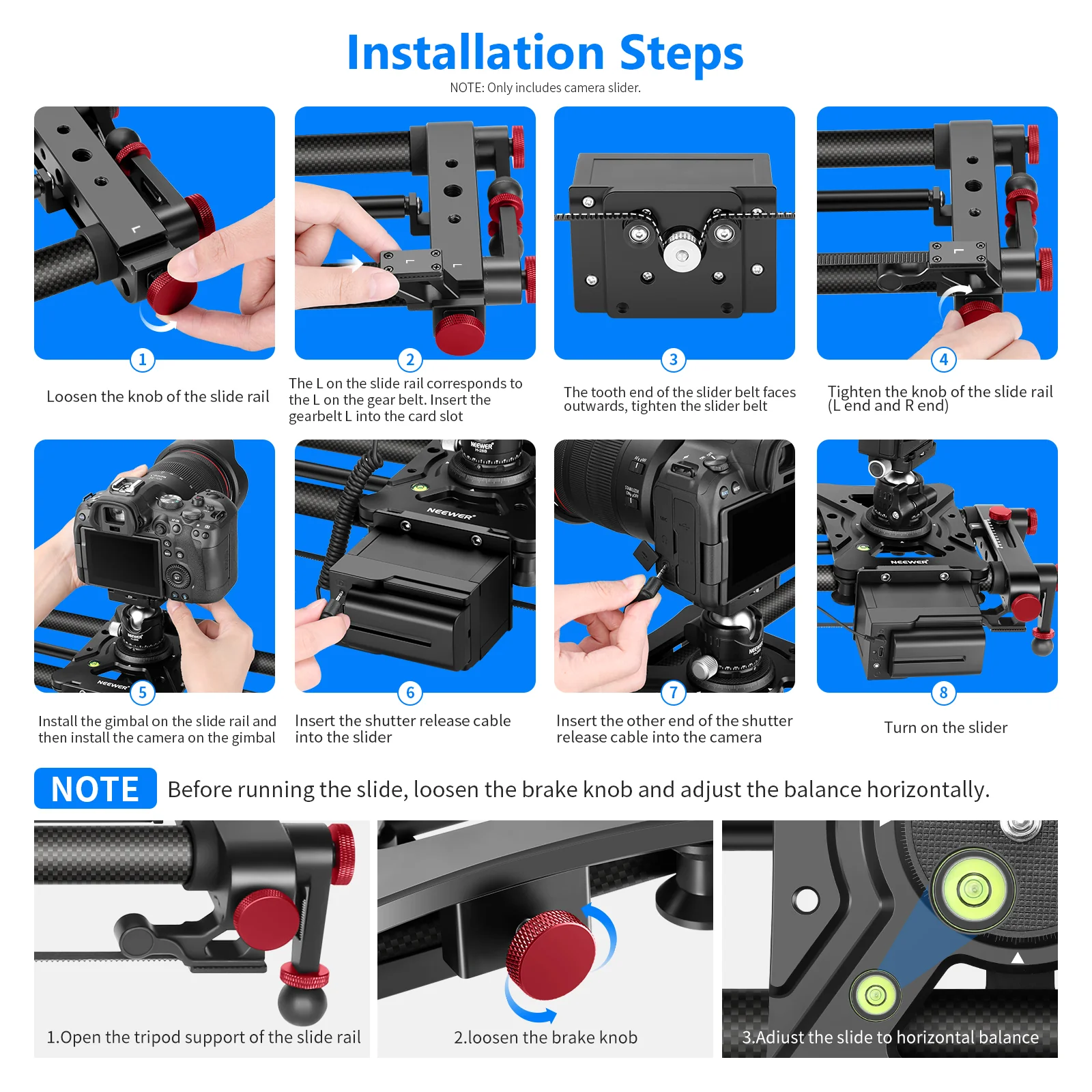 NEEWER ER1 motorisierter Kamera Slider aus Kohlefaser mit App Funksteuerung - Image 14