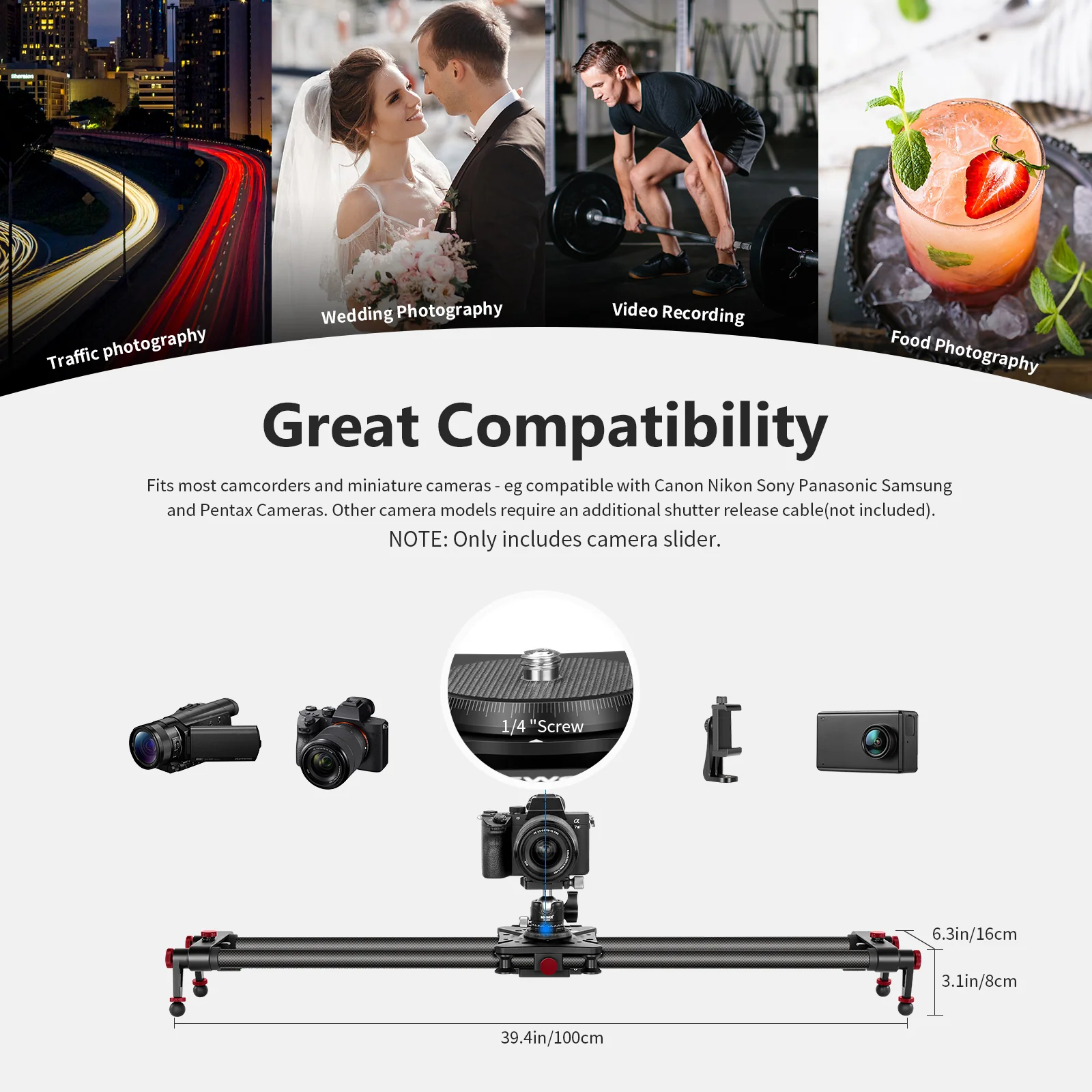 NEEWER ER1 motorisierter Kamera Slider aus Kohlefaser mit App Funksteuerung - Image 19