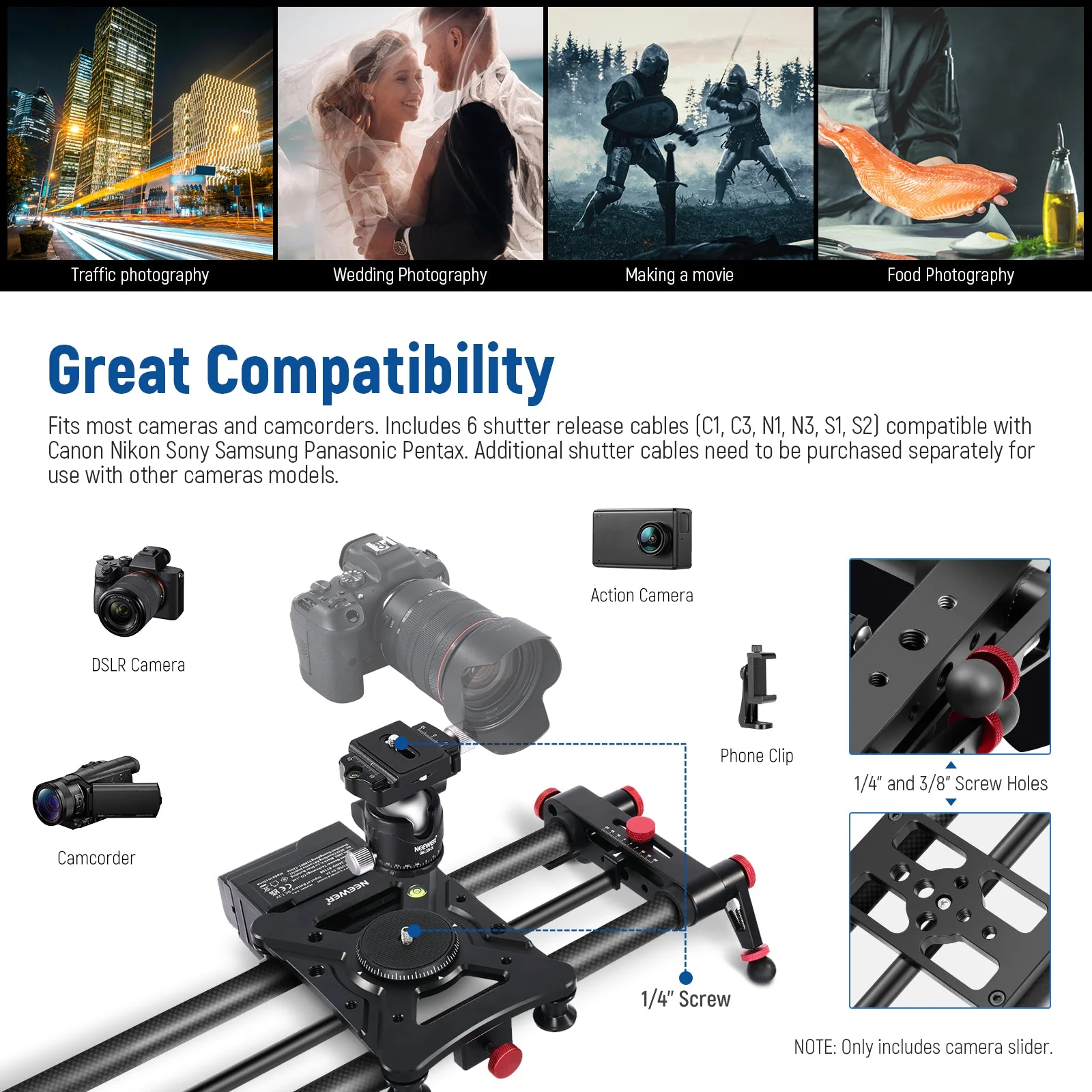 NEEWER ER1 motorisierter Kamera Slider aus Kohlefaser mit App Funksteuerung - Image 5