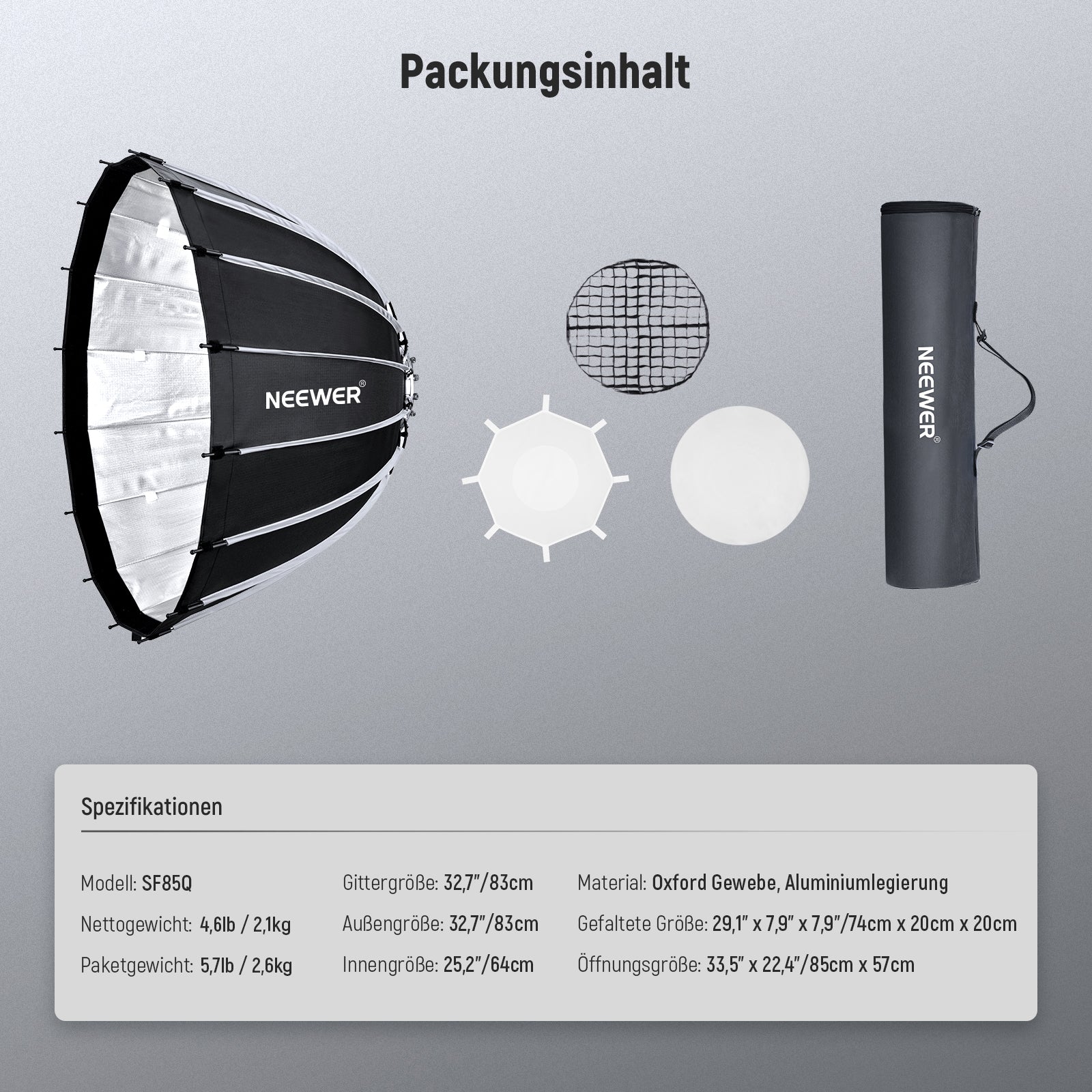 NEEWER 55CM/65CM/85CM/120CM Parabolische Softbox - Image 24