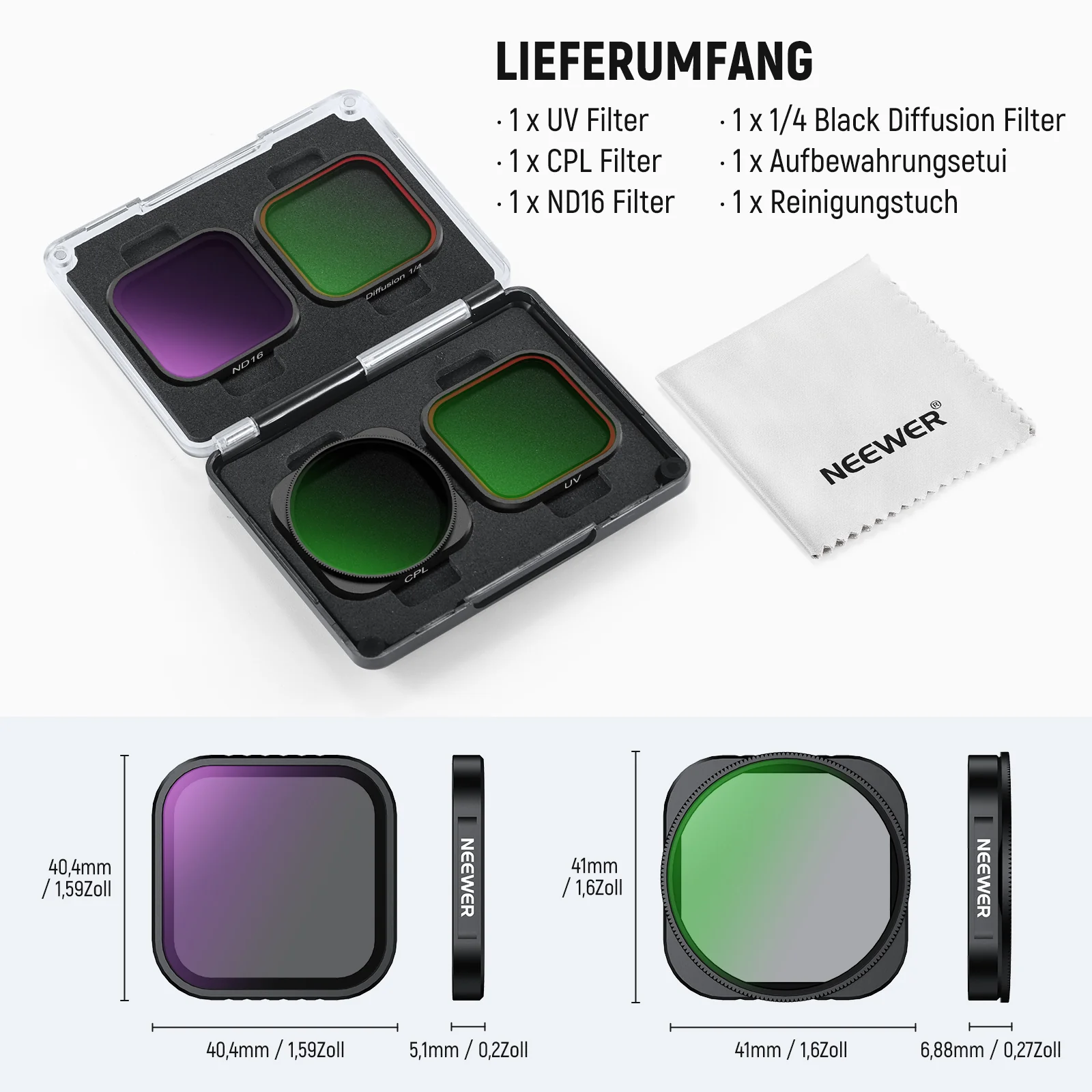 NEEWER FL-C29/FL-C30/FL-C31 4er Pack Filter Set Für Insta360 Ace Pro/Ace Pro 2 - Image 9
