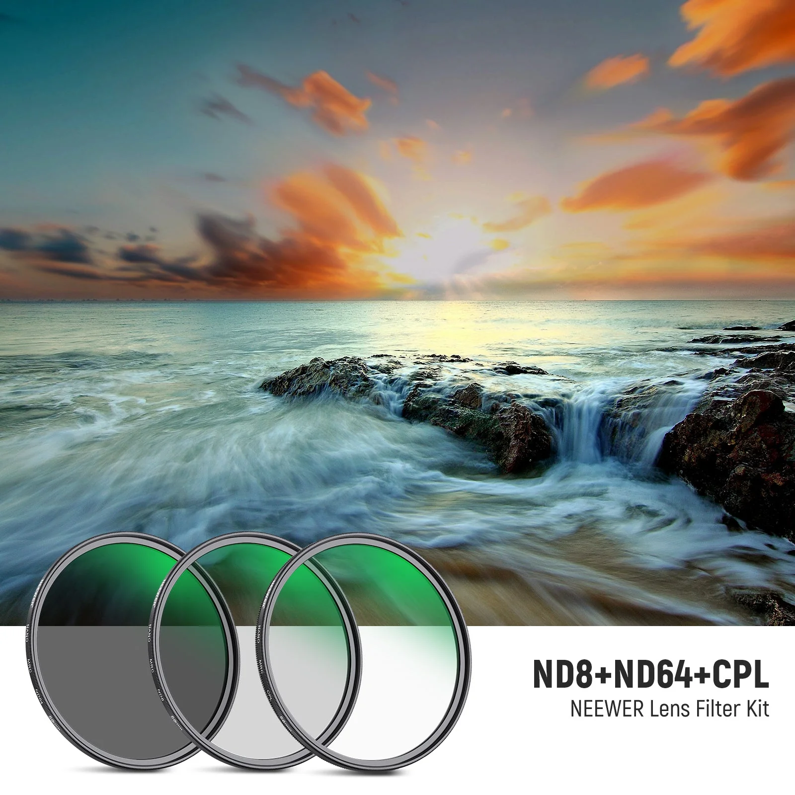 NEEWER ND&CPL Objektiv-Filter Set (ND8 ND64 CPL) - Image 2
