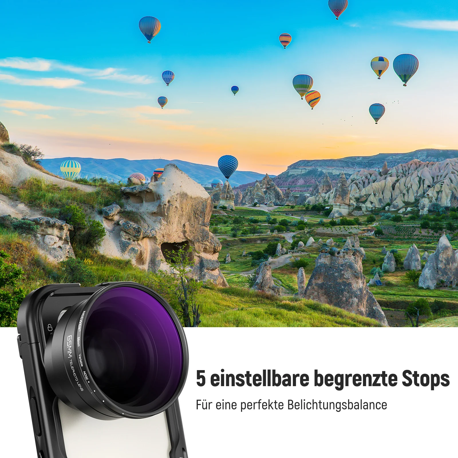 NEEWER 58mm Variable ND2-32 Filter mit Gegenlichtblende für 65mm Teleobjektiv - Image 3