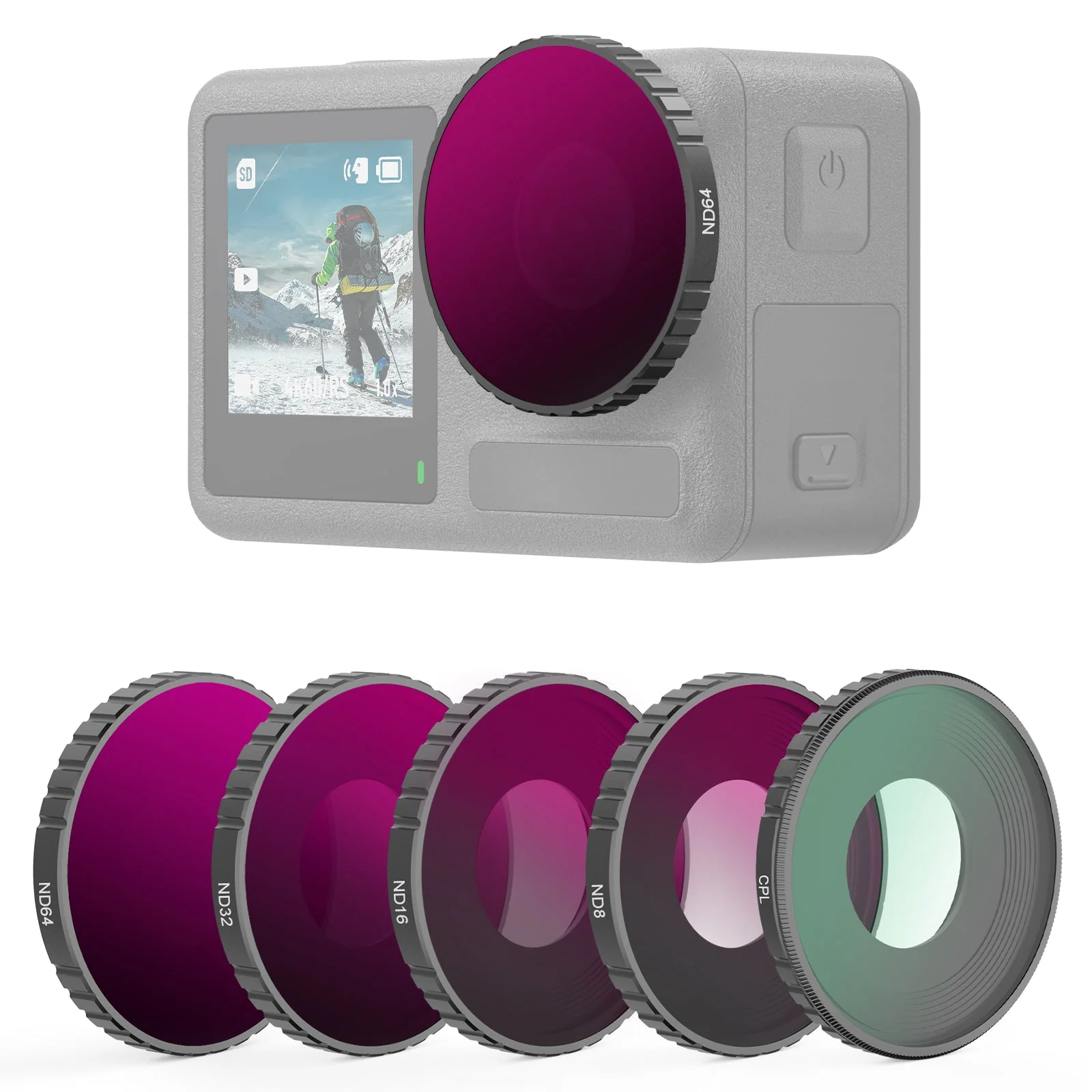 NEEWER 5 Stk. FL-A3 ND Filter Set kompatibel mit DJI Osmo Action 3