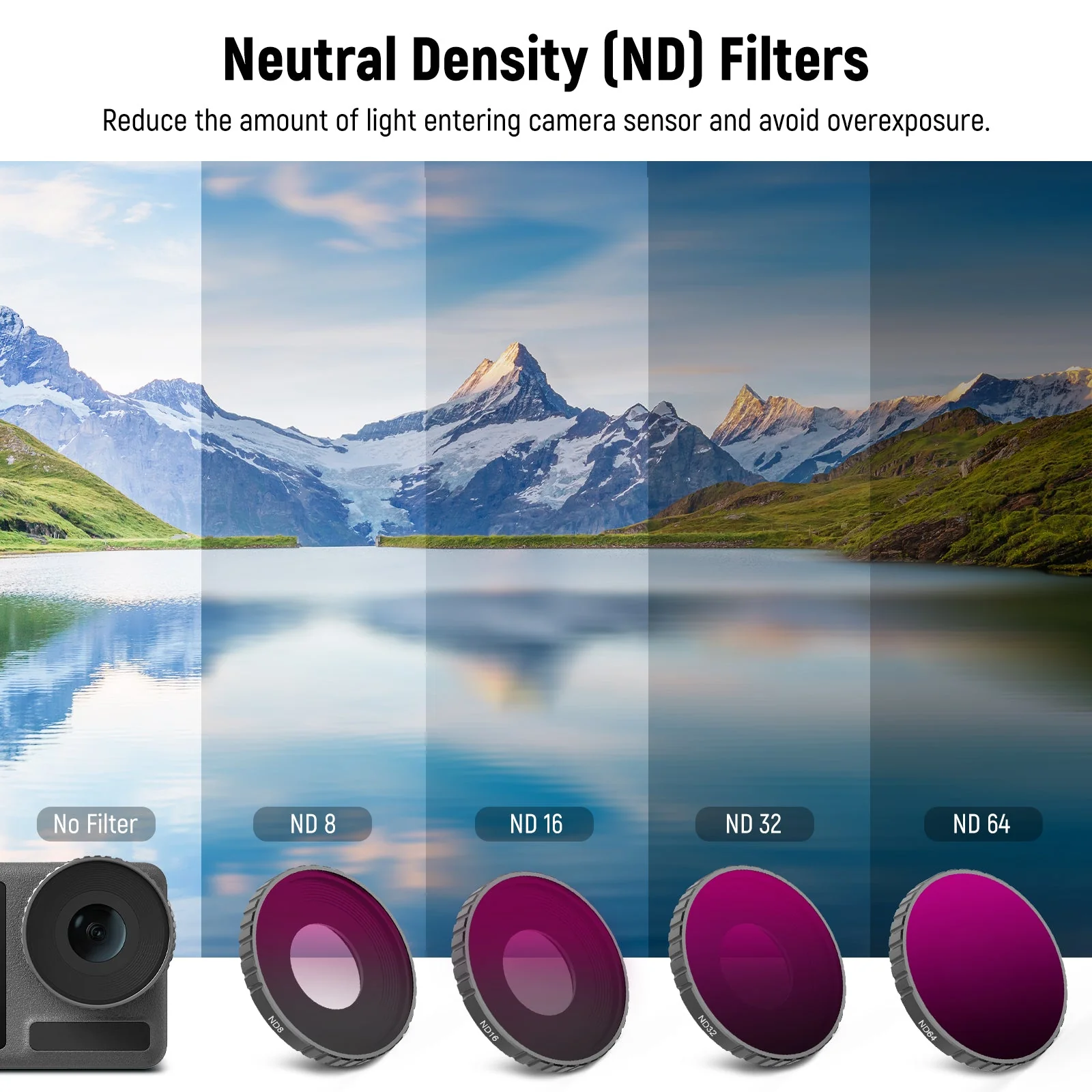 NEEWER 5 Stk. FL-A3 ND Filter Set kompatibel mit DJI Osmo Action 3 - Image 4