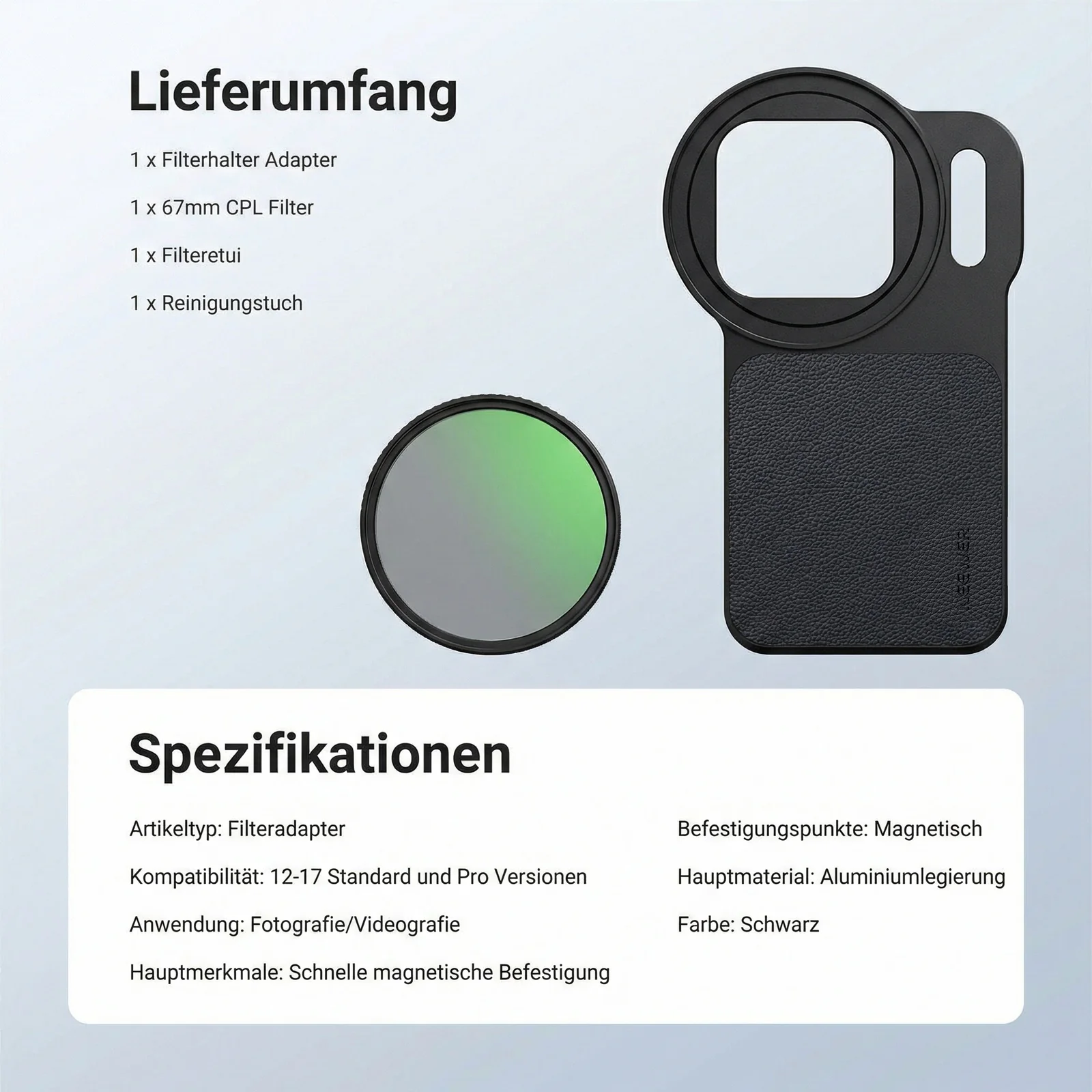 NEEWER FH-07/FH-09 MagSafe Magnetischer 67mm Filteradapter Set - Image 18