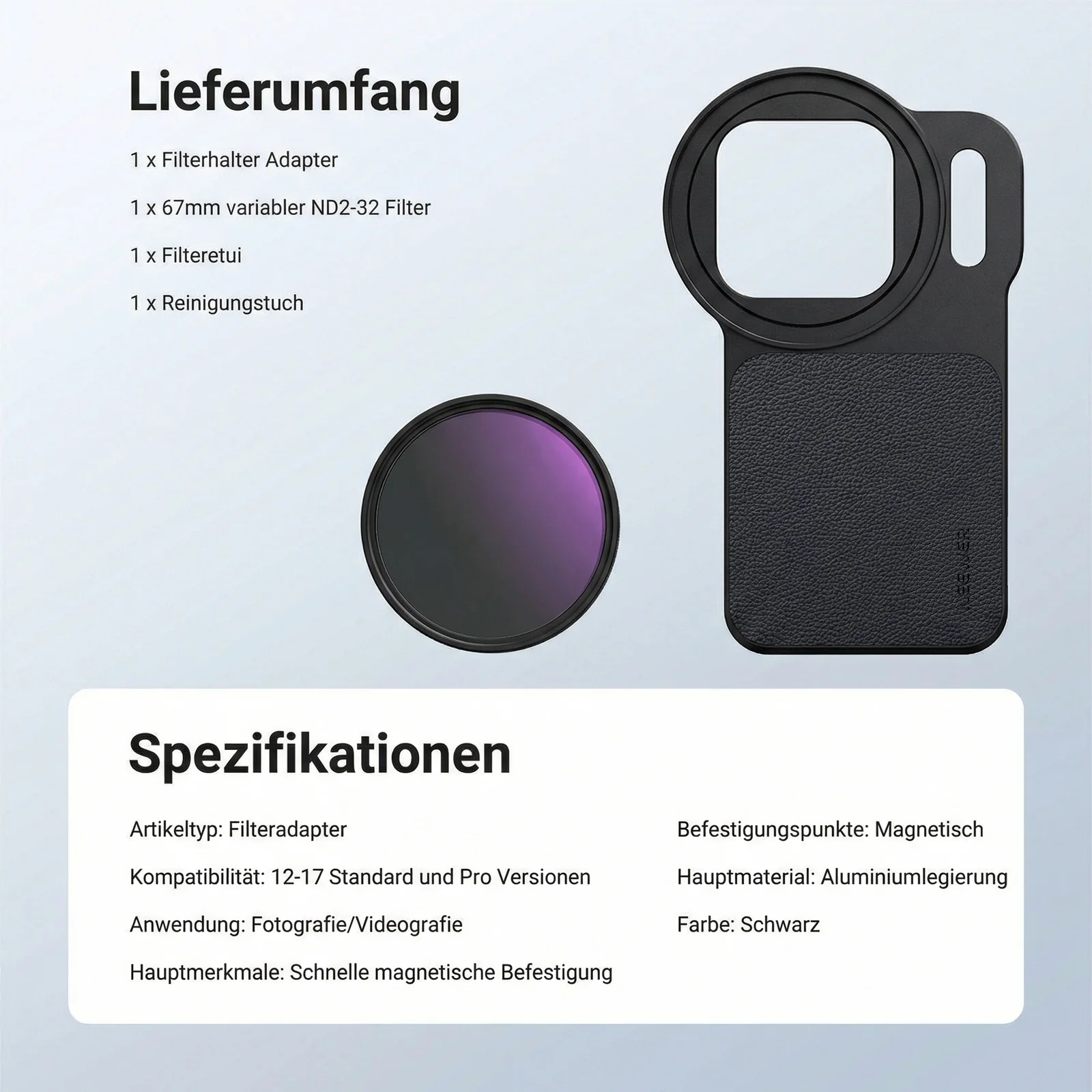 NEEWER FH-07/FH-09 MagSafe Magnetischer 67mm Filteradapter Set - Image 9