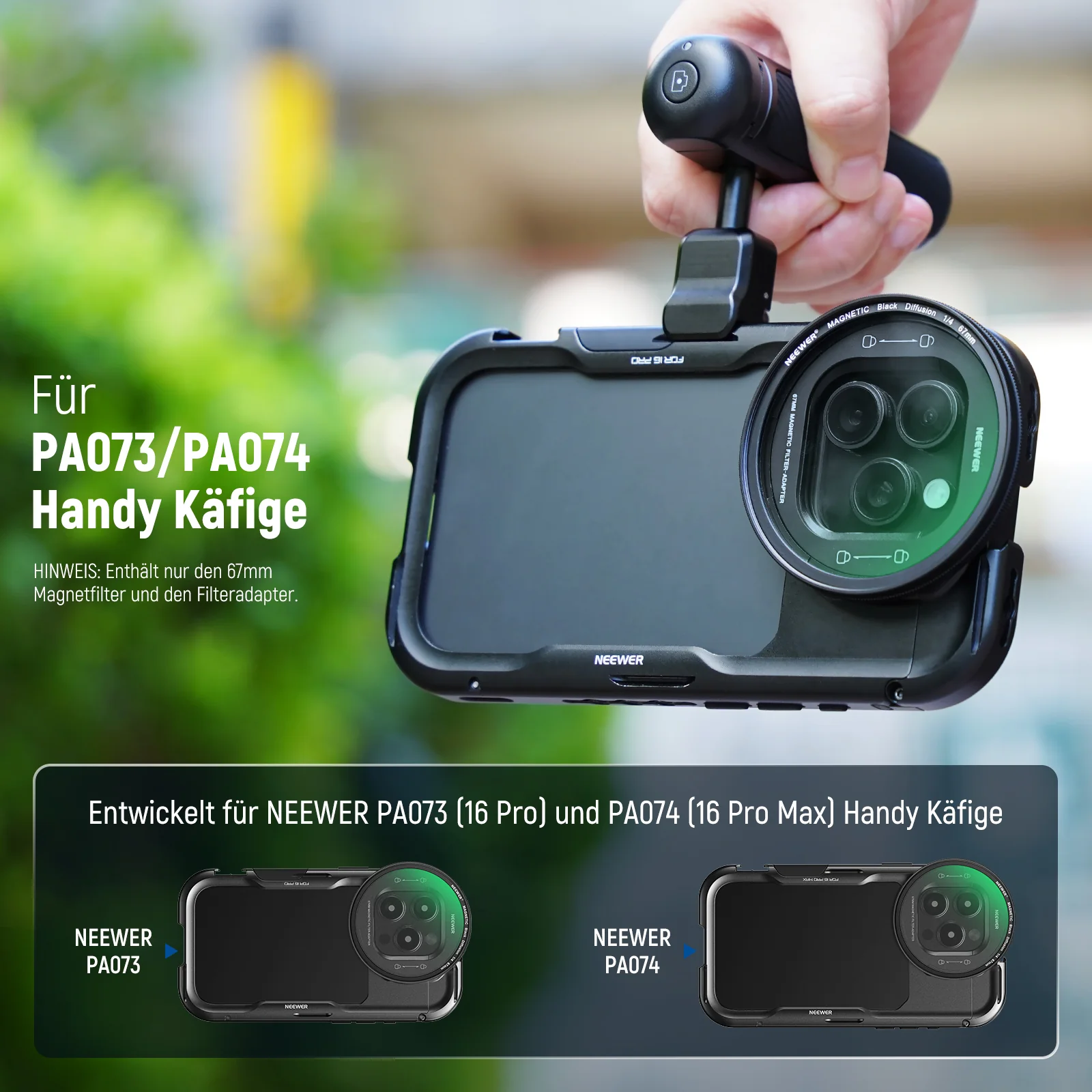 NEEWER 67mm Filter Set Für iPhone 16 Pro/16 Pro Max Käfig Cage (PA073/PA074) - Image 11