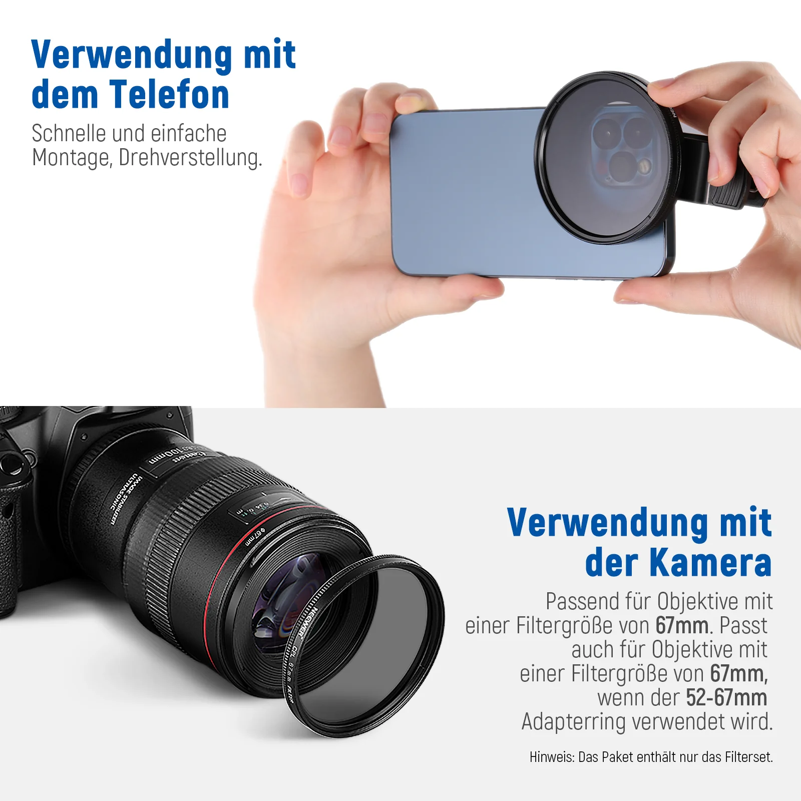 NEEWER ND+CPL+Effekt Filter Set mit Handy Phone Objektiv Klammer - Image 13