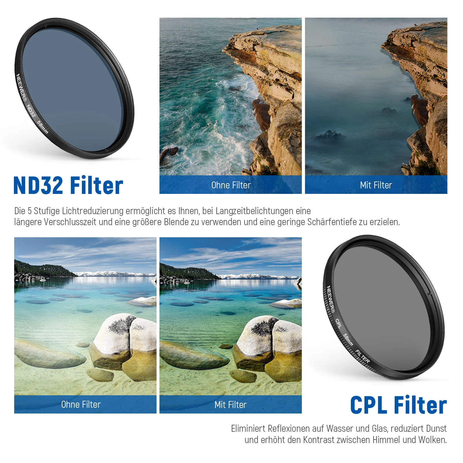 NEEWER ND+CPL+Effekt Filter Set mit Handy Phone Objektiv Klammer - Image 19