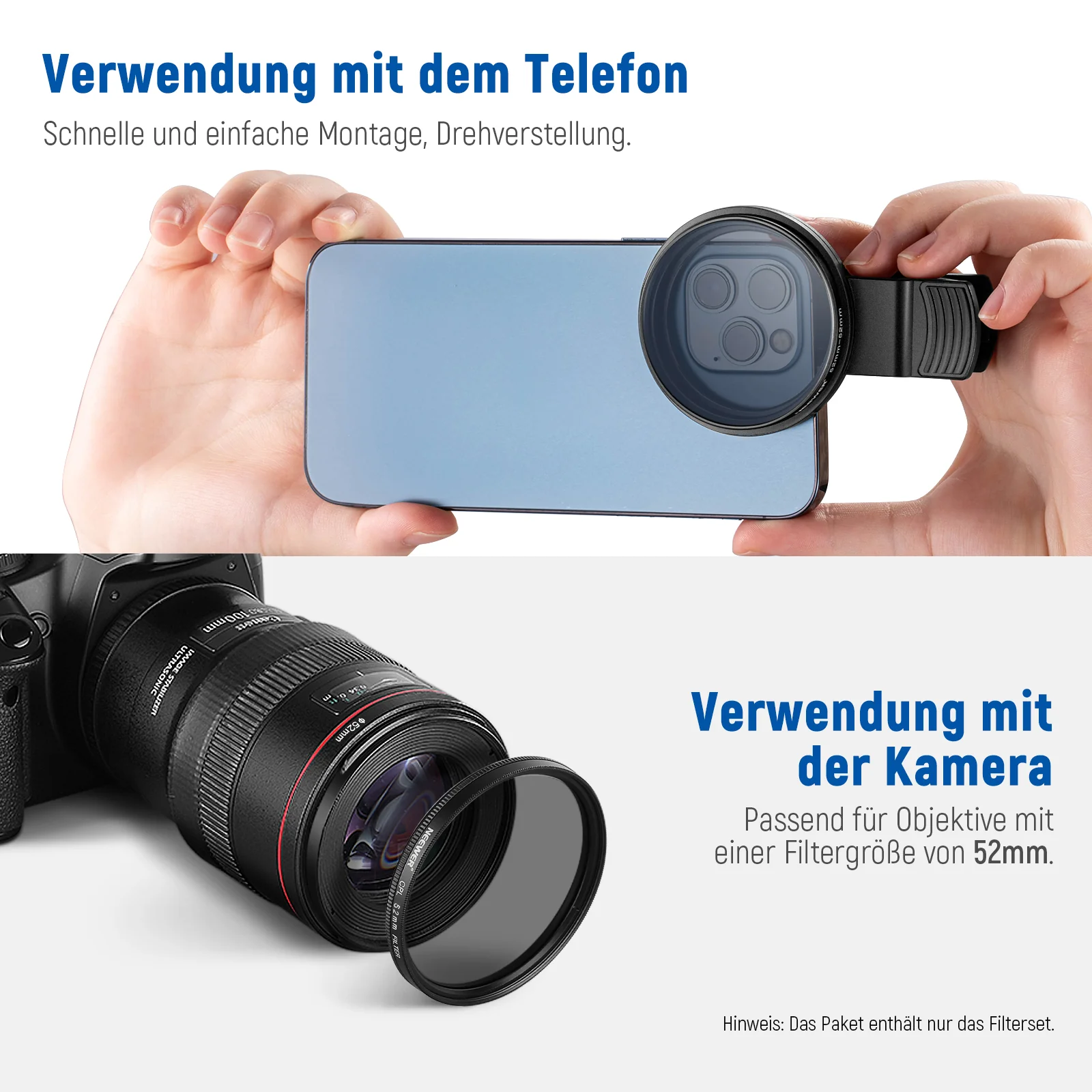 NEEWER ND+CPL+Effekt Filter Set mit Handy Phone Objektiv Klammer - Image 29