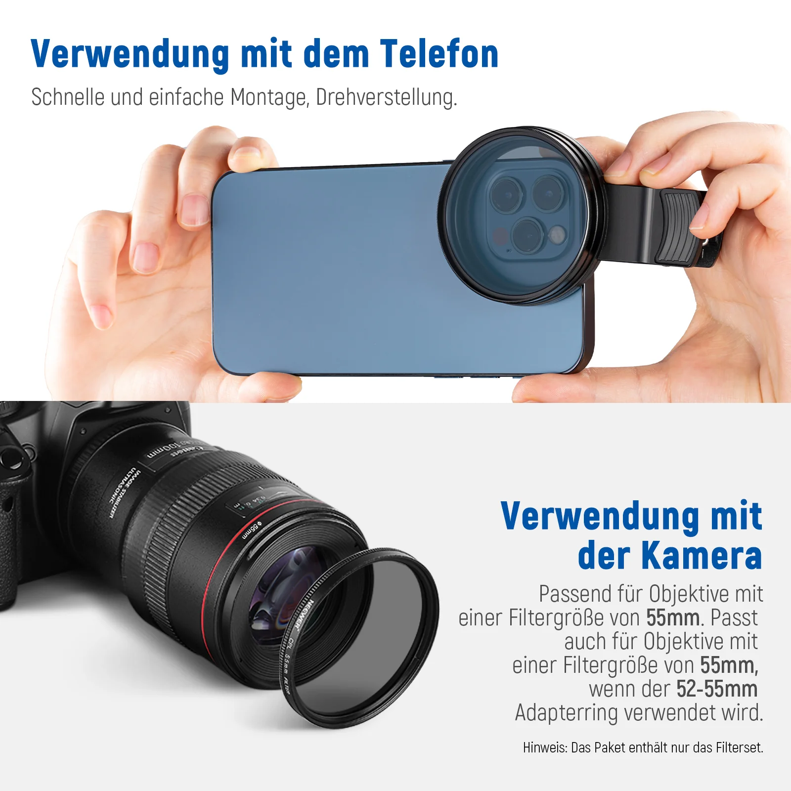 NEEWER ND+CPL+Effekt Filter Set mit Handy Phone Objektiv Klammer - Image 5