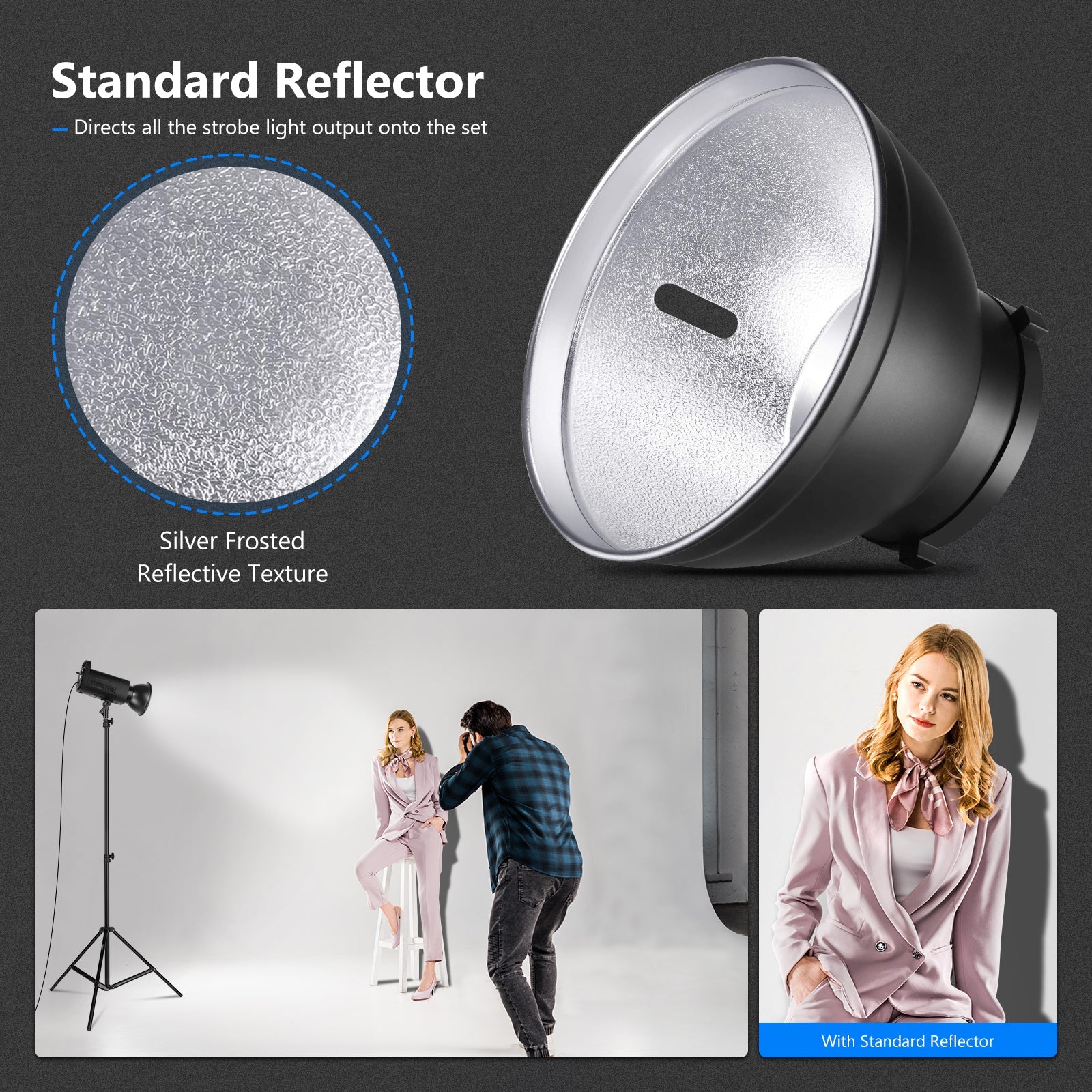 NEEWER 6.6"/16.8cm Standard Reflektor mit Aluminiumlegierung und Honeycomb-Gitter Set - Image 3