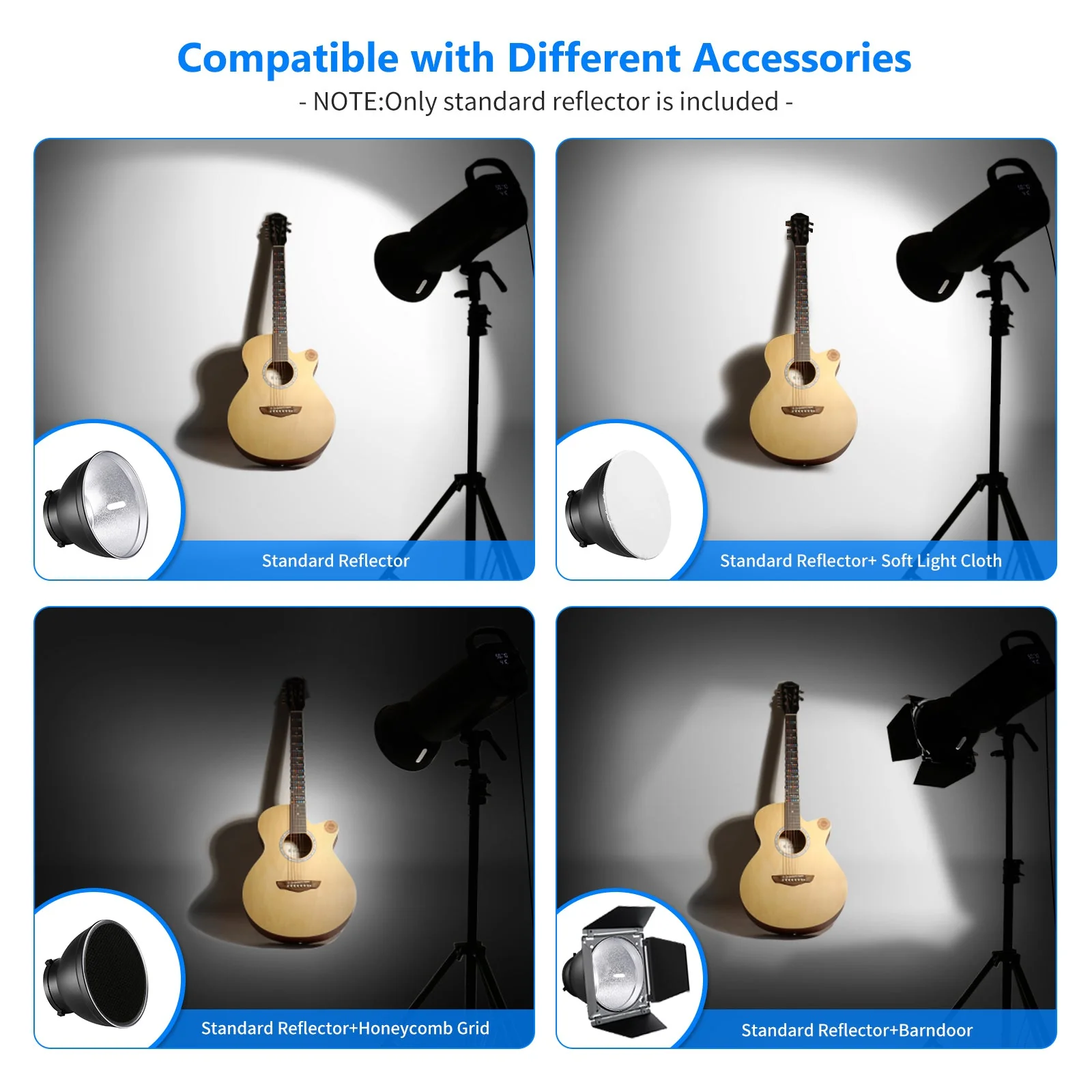 NEEWER 6.6"/16.8cm Standard Reflektor mit Aluminiumlegierung und Honeycomb-Gitter Set - Image 5