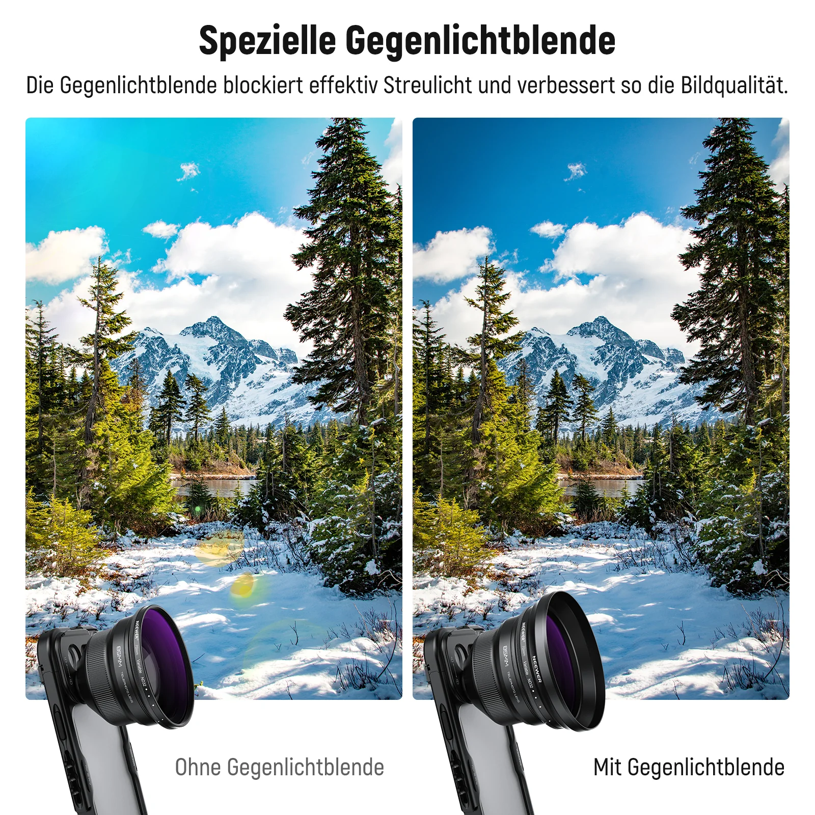 NEEWER 72mm Variabler ND2-32 Filter mit Gegenlichtblende für 85mm Teleobjektiv - Image 5
