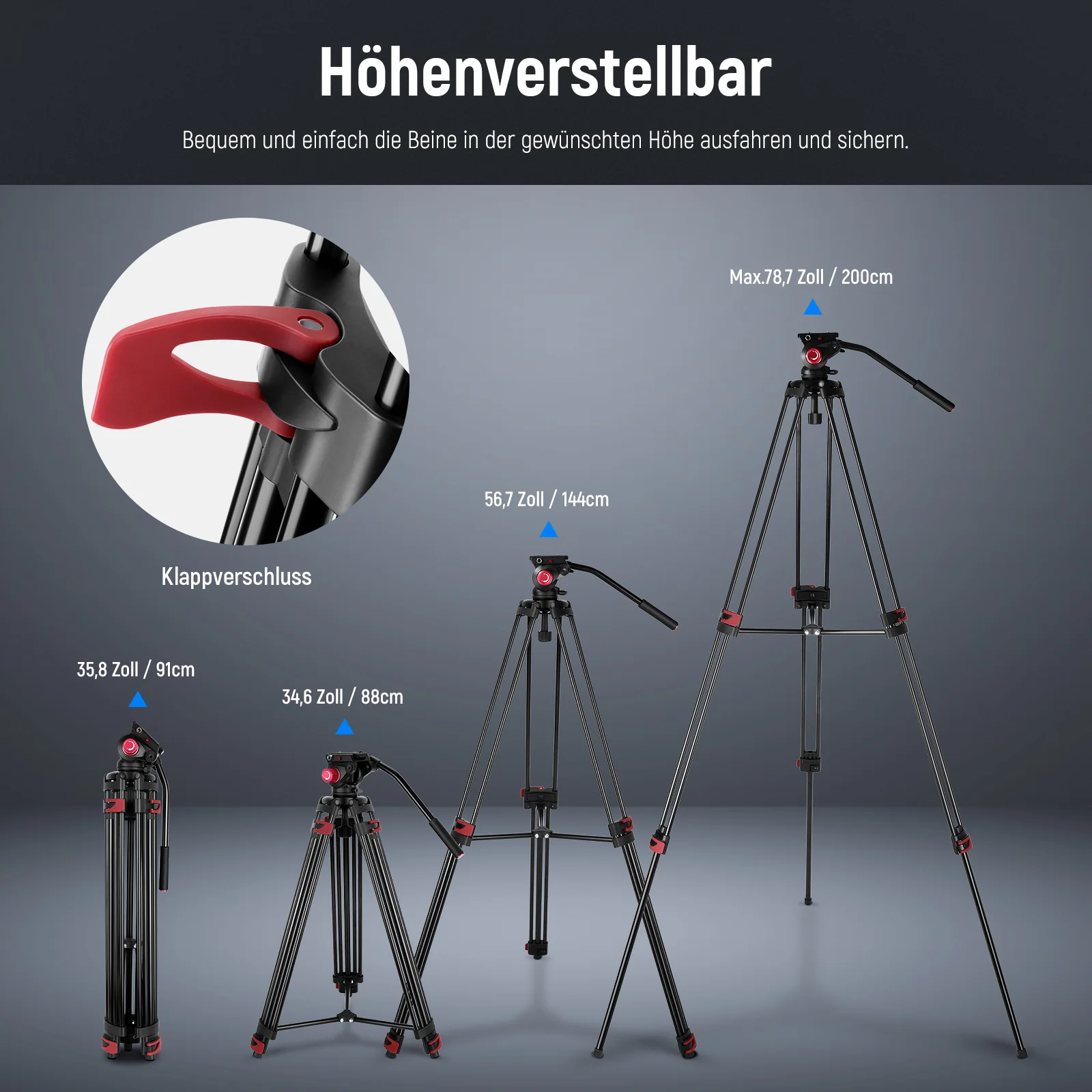 NEEWER TP-M200 200cm Schwerlast Videostativ aus Aluminiumlegierung - Image 2