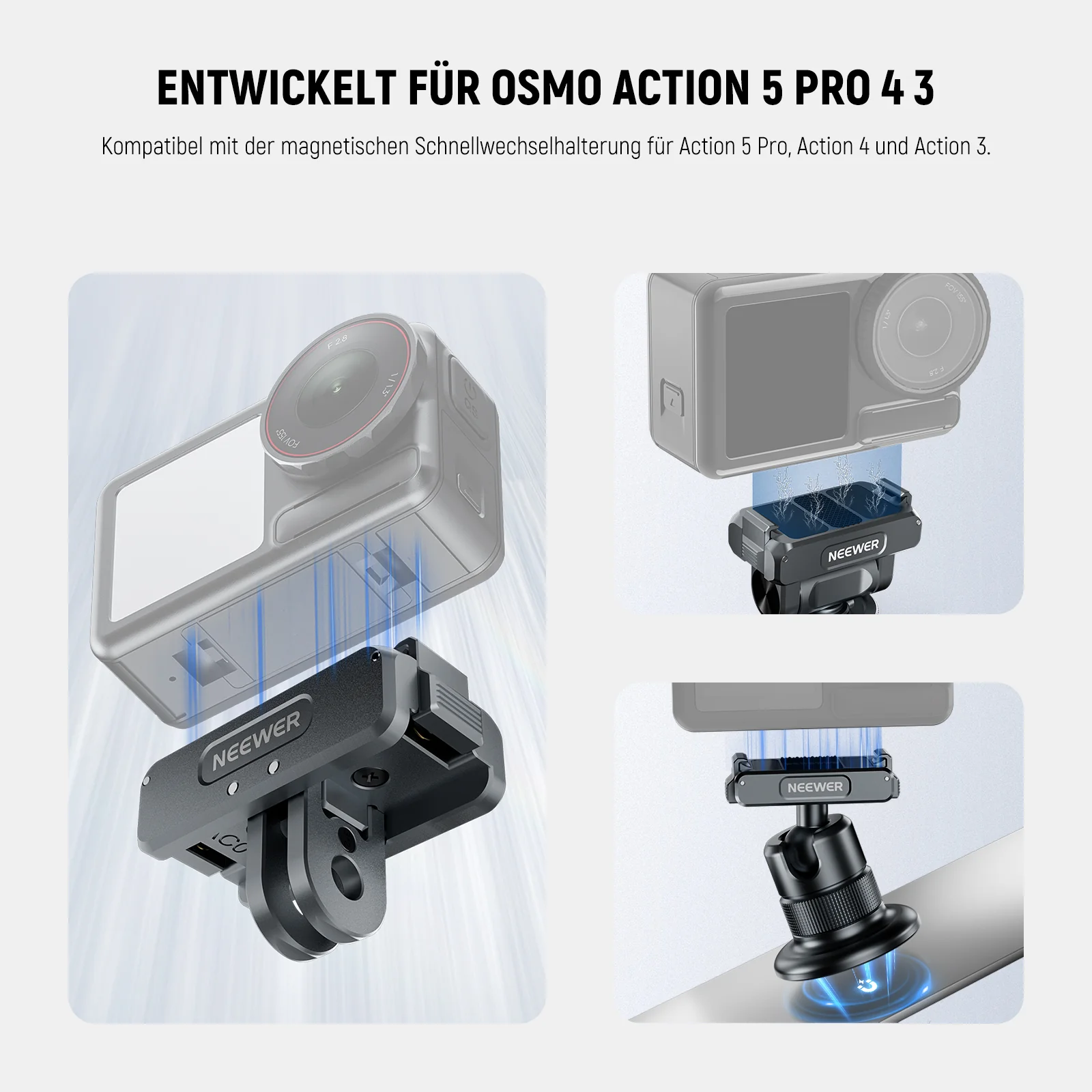 NEEWER AC011+AC012+ AC013 Actionkamera Zubehörset für DJI Osmo Action 5 Pro/4/3 - Image 2